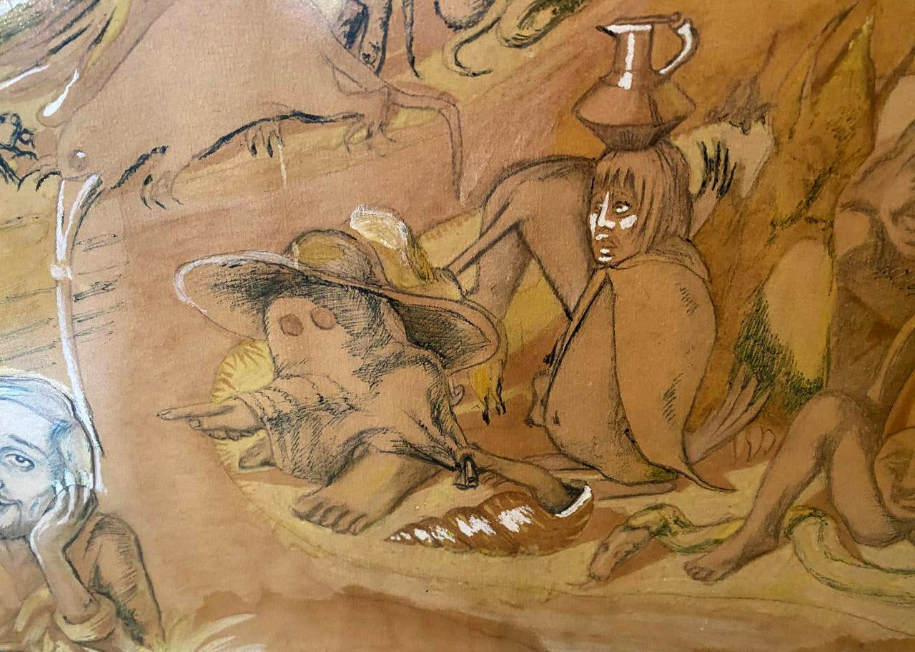 Artwork by Mikhail Larionov, Hell, Made of Mixed Media, Paper 