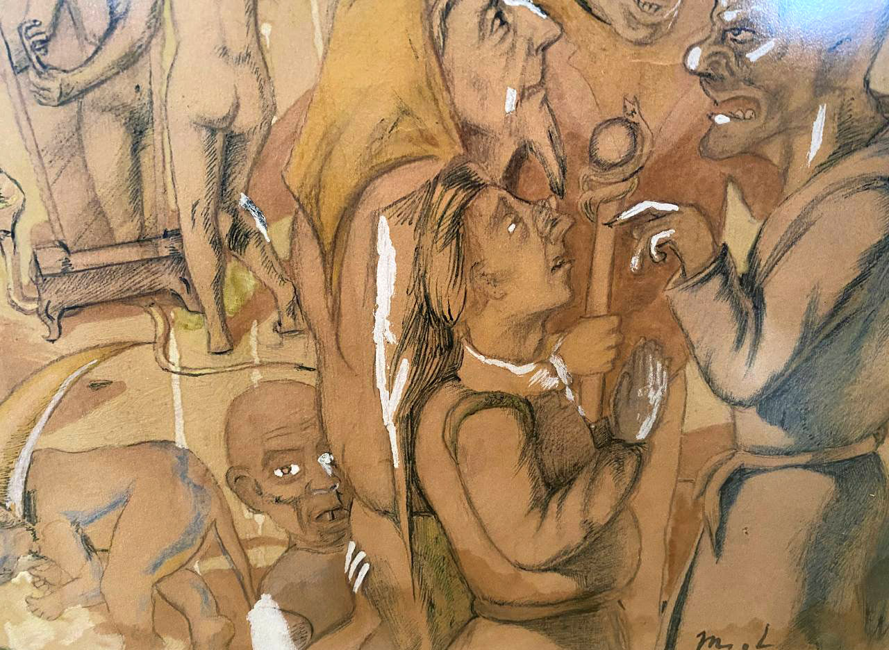 Artwork by Mikhail Larionov, Hell, Made of Mixed Media, Paper 