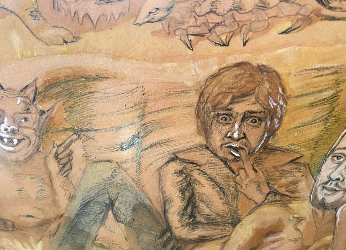 Artwork by Mikhail Larionov, Hell, Made of Mixed Media, Paper 