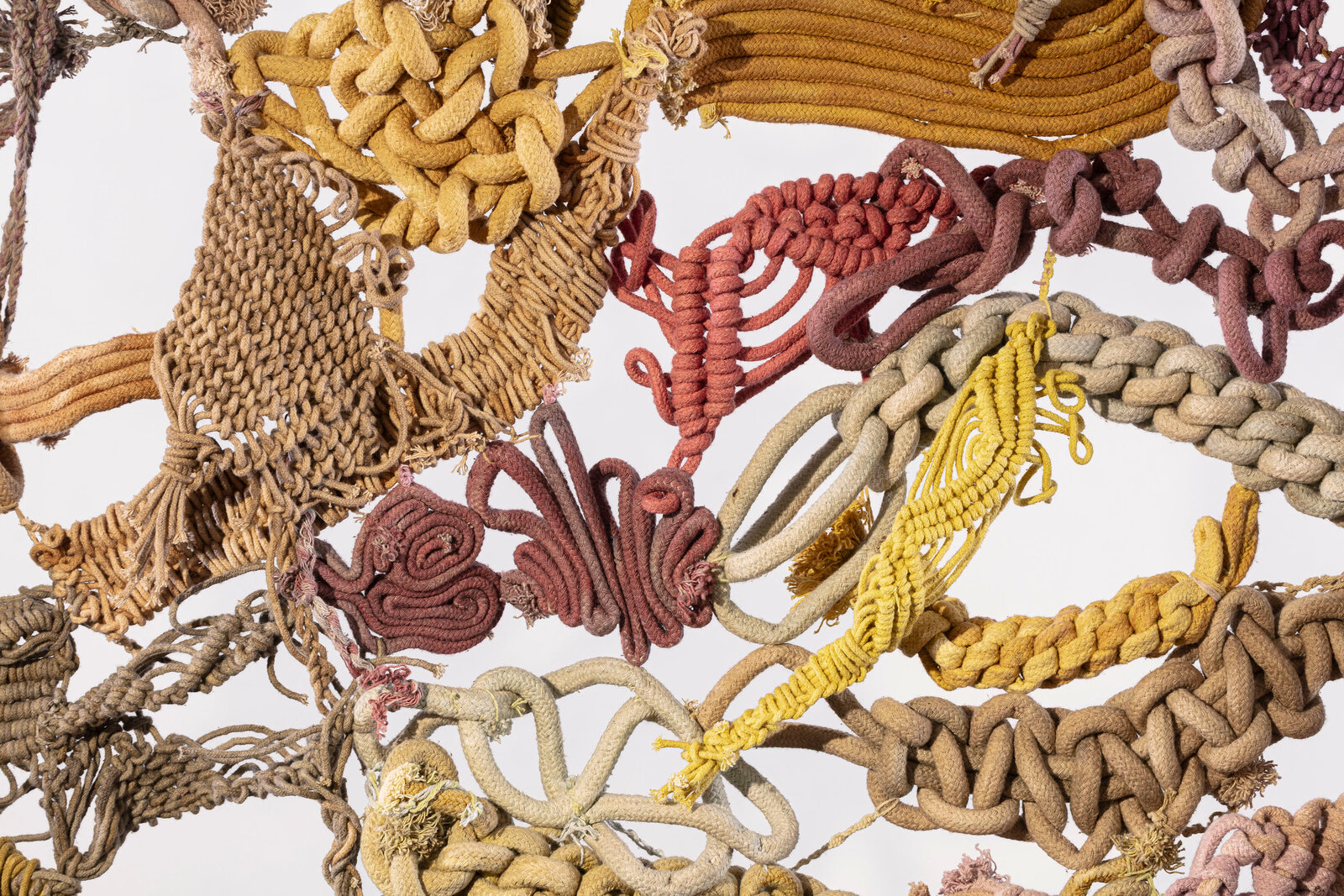 Artwork by Laura Lima, Matinta Pereira, Made of Raw cotton threads dyed by natural pigments 