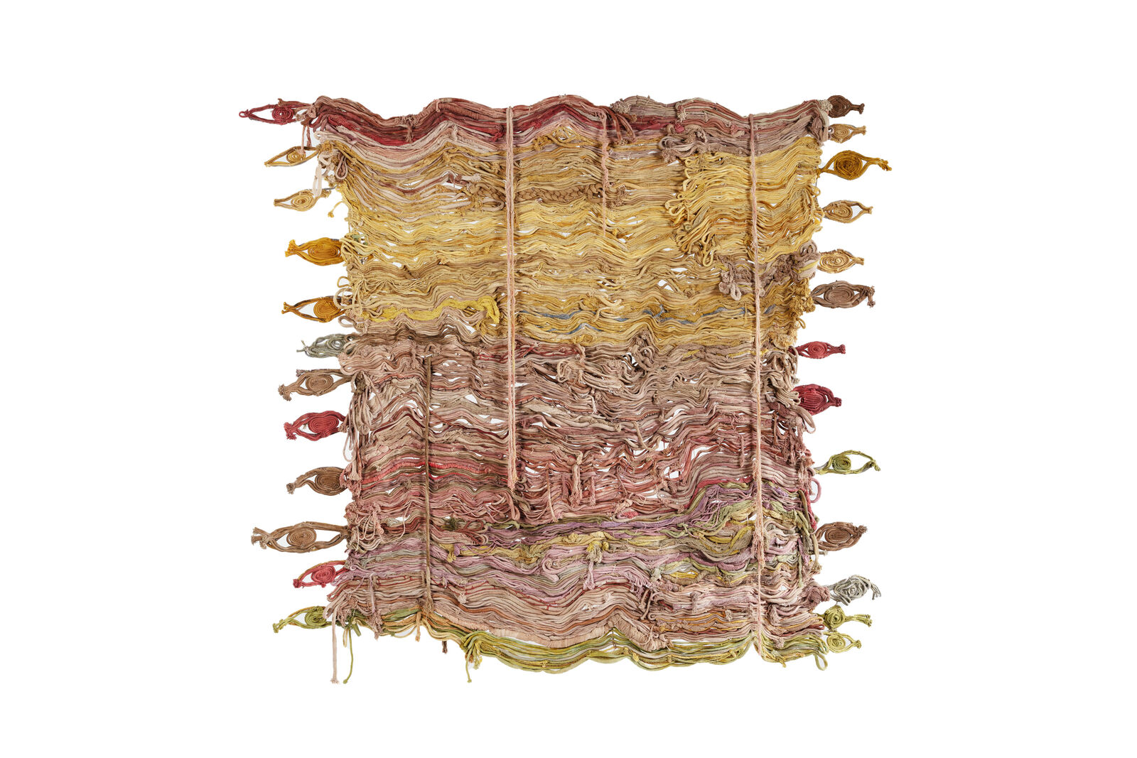 Artwork by Laura Lima, Anhanguรก, Made of Raw cotton threads dyed by natural pigments 