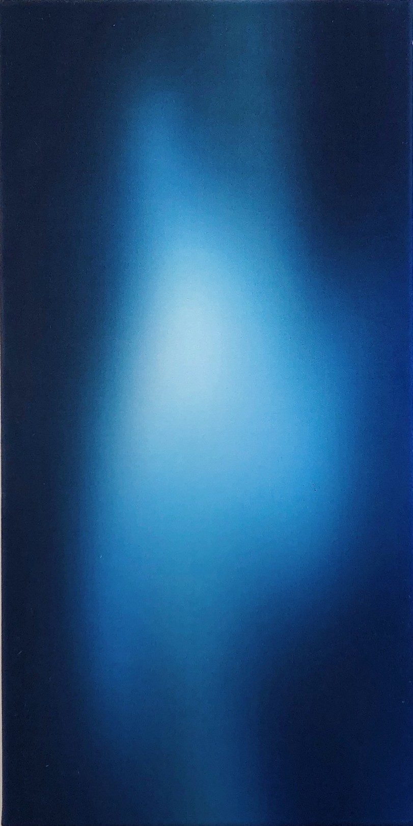 A minimalist abstract painting featuring a vertical gradient of blue tones.