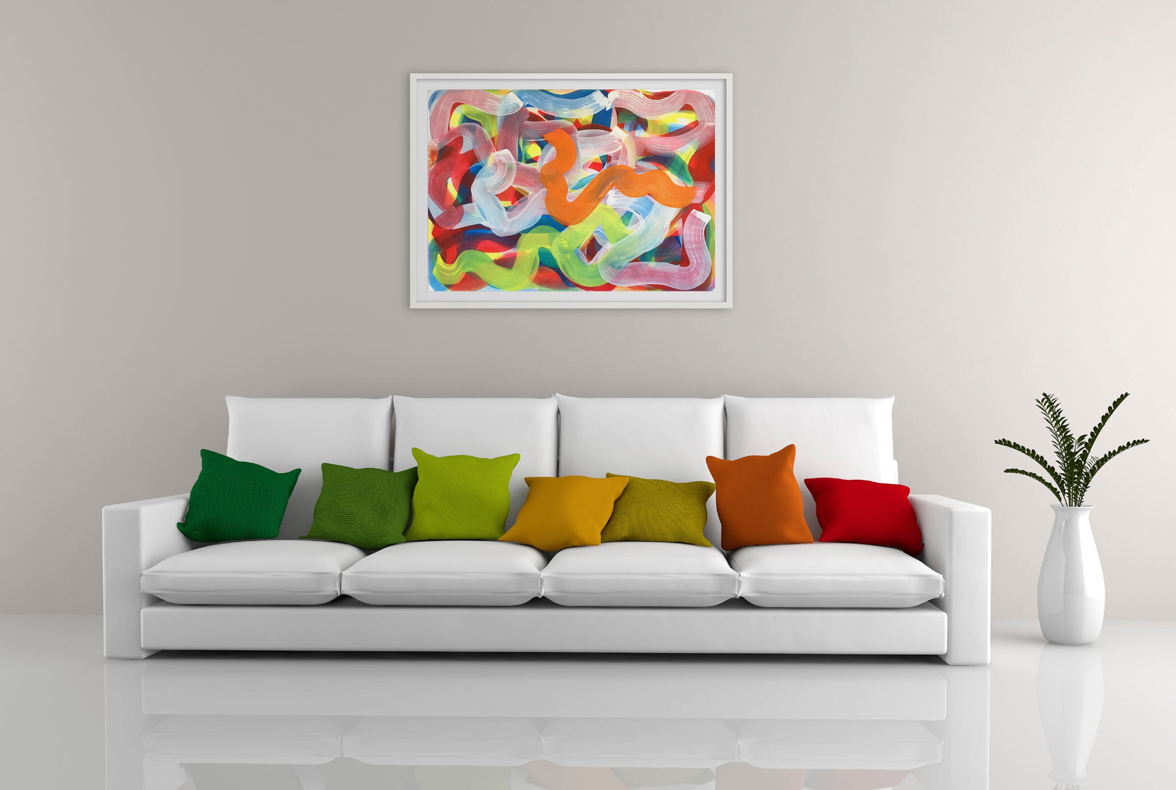 Artwork by Leon Phillips, Squirm 10, Made of Gouache on Fabriano paper 