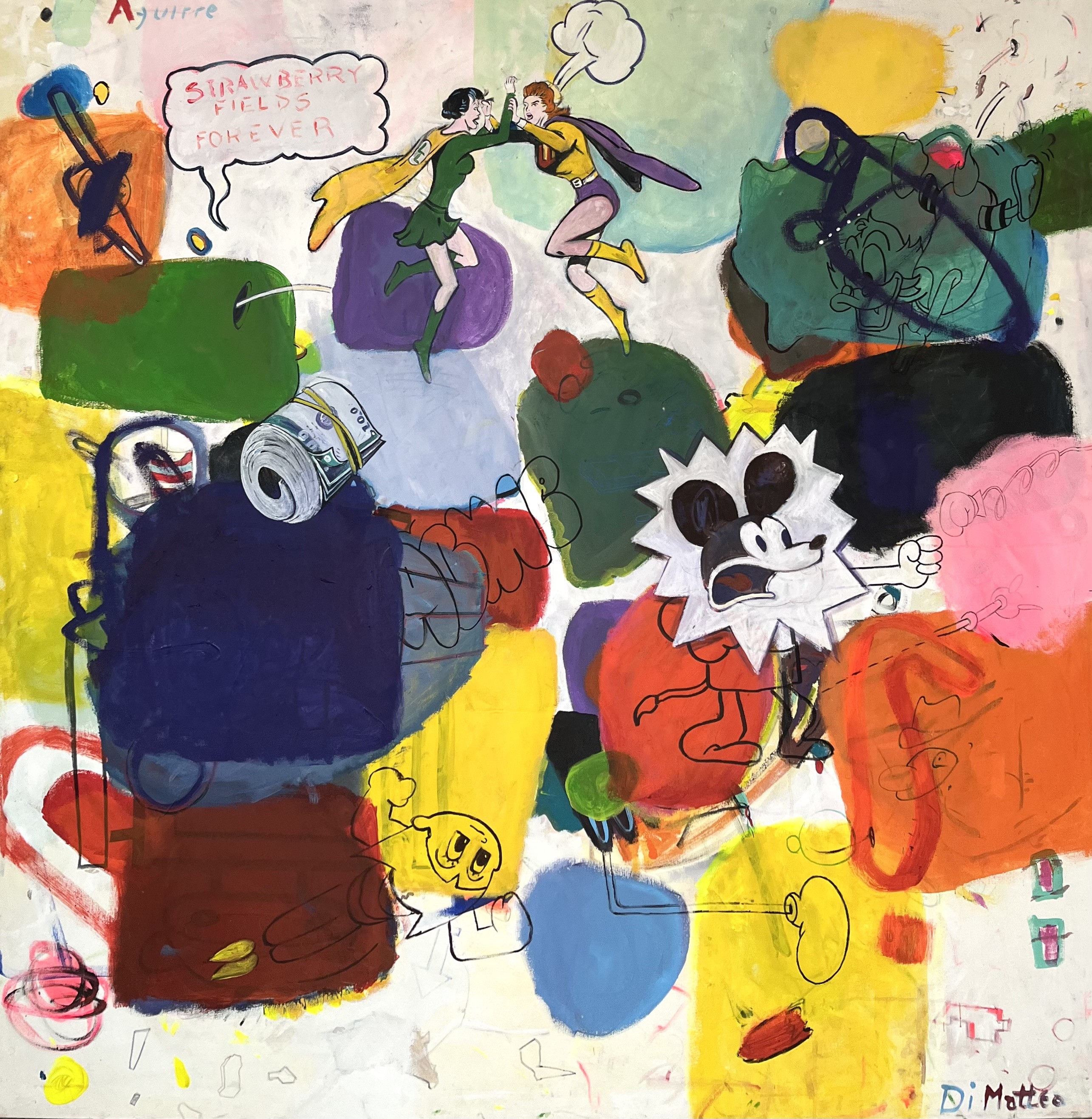 A painting of a group of people dancing in a room.