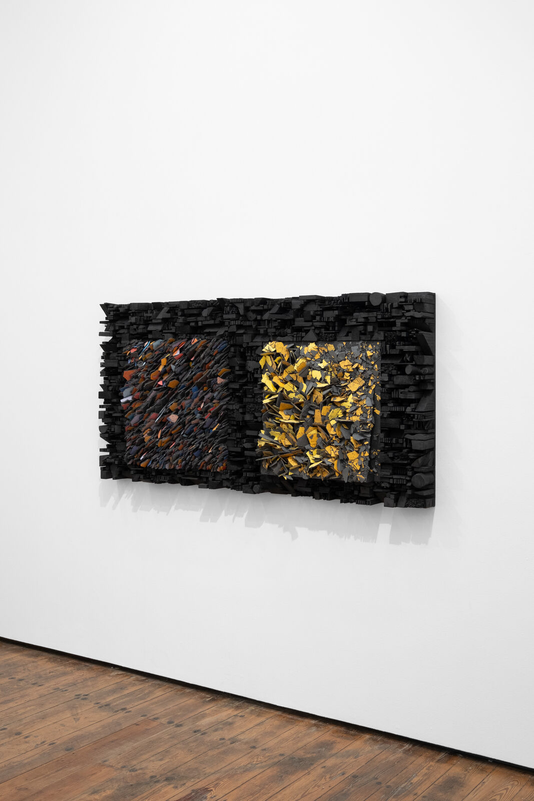 Artwork by Leonardo Drew, Number 422, Made of Wood, plaster and paint 