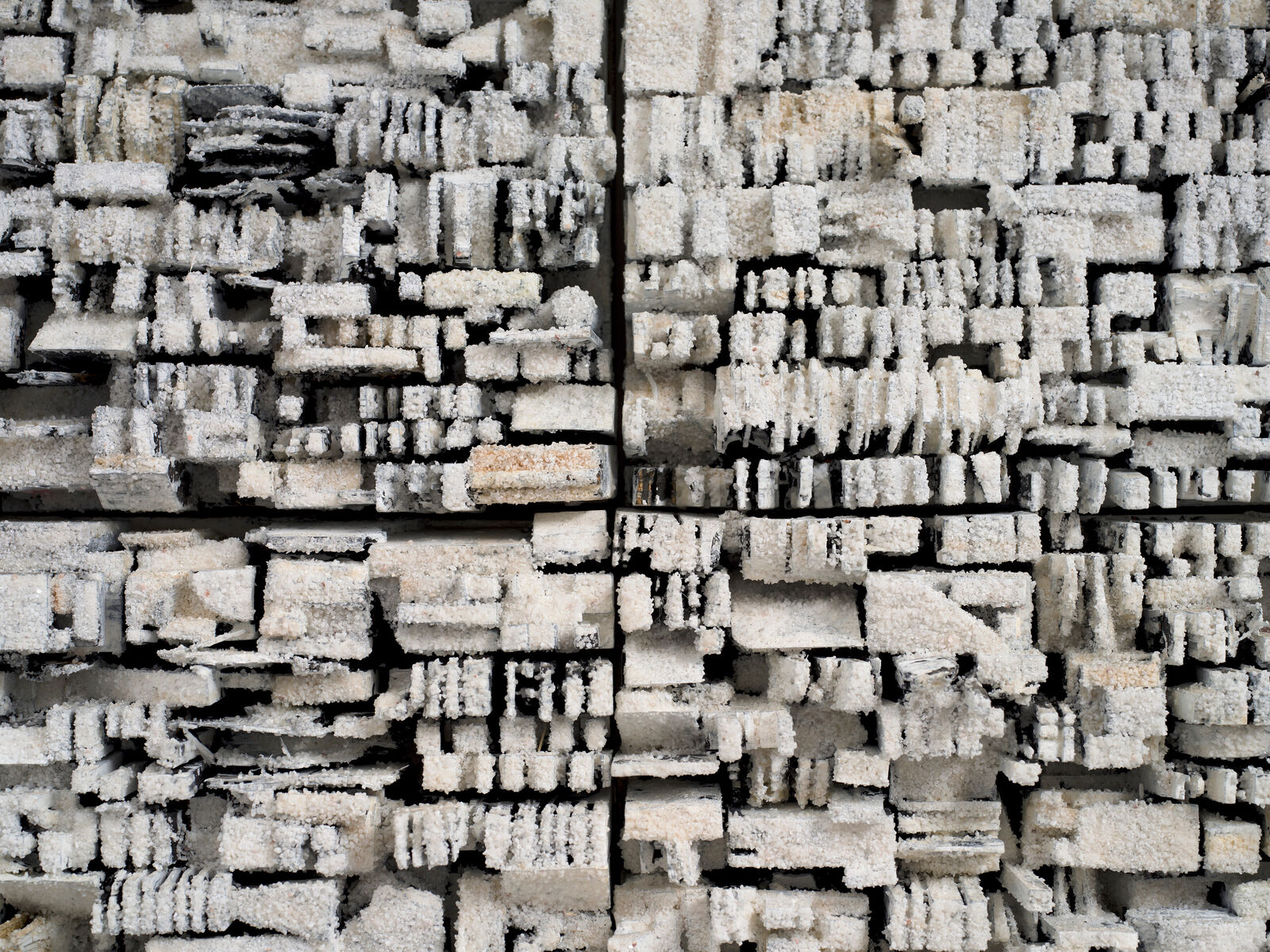 Artwork by Leonardo Drew, Number 443, Made of Wood, paint, plaster and calcium carbonate 