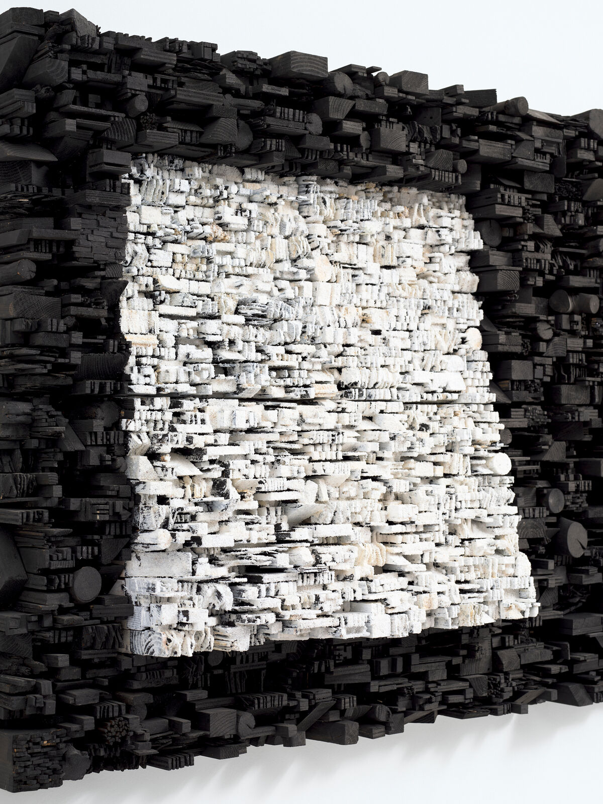 Artwork by Leonardo Drew, Number 443, Made of Wood, paint, plaster and calcium carbonate 