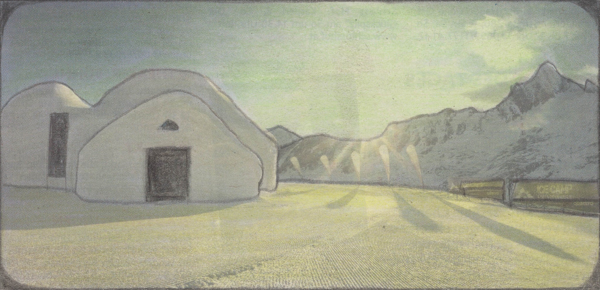 Artwork by Leopold Strobl, Untitled, Made of Pencil, coloured pencils on newsprint, mounted on paper 