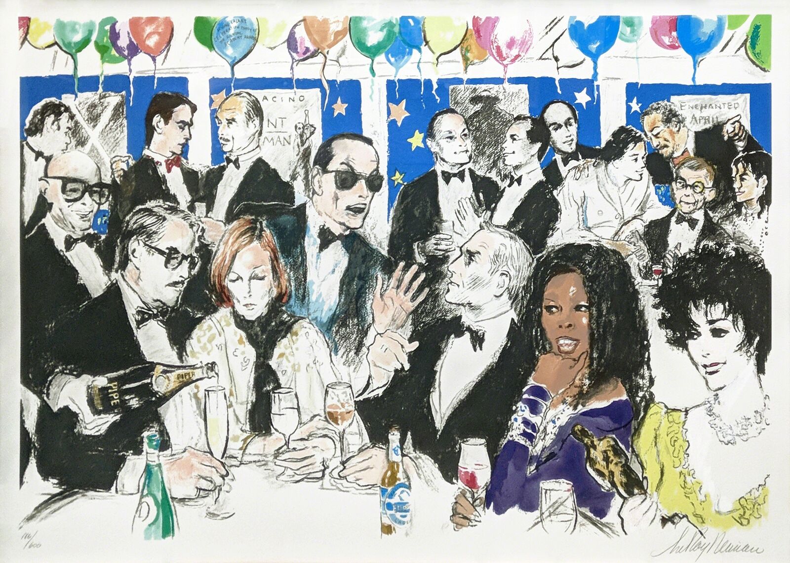 Artwork by LeRoy Neiman, CELEBRITY NIGHT AT SPAGO, Made of Serigraph 