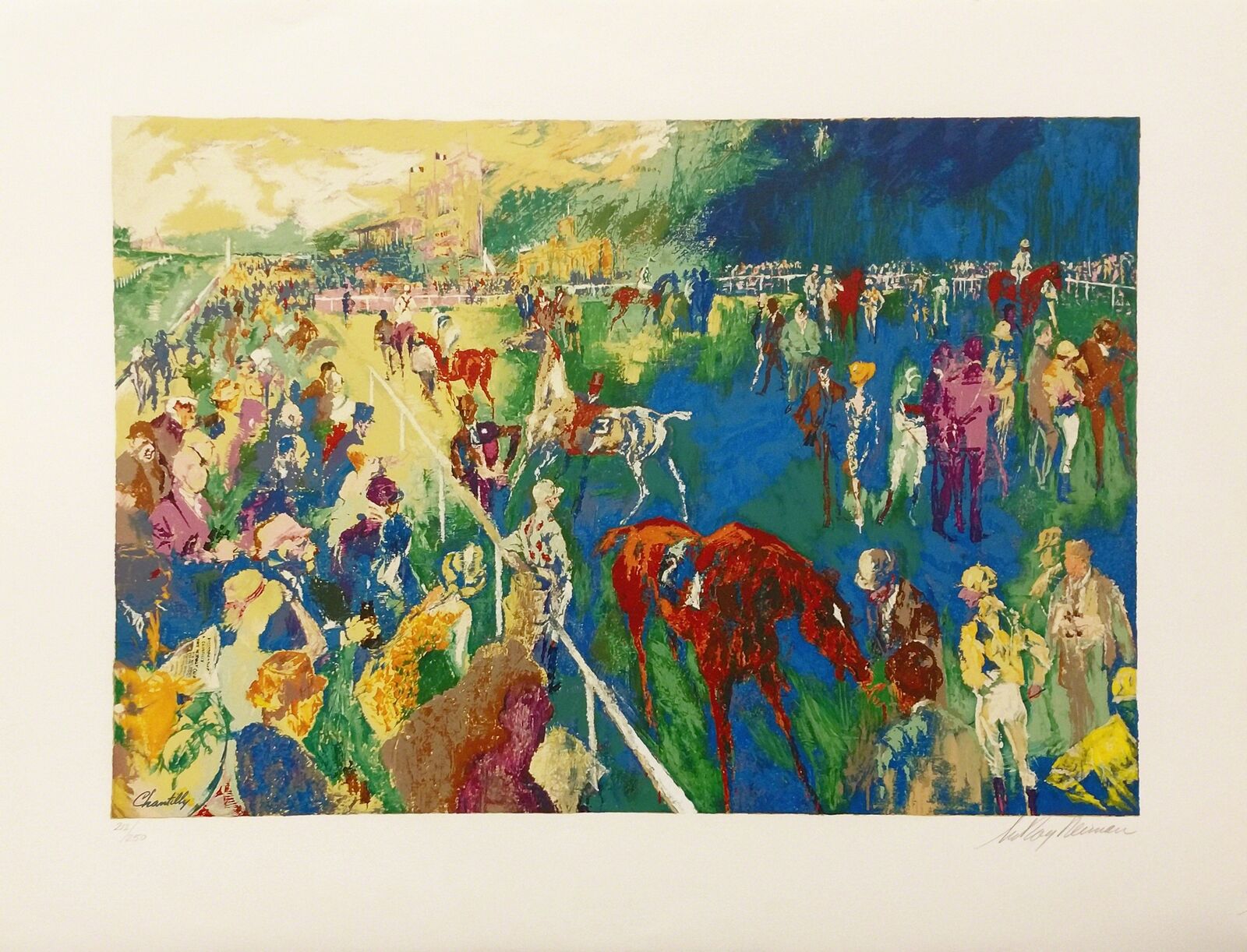 PADDOCK AT CHANTILLY by LeRoy Neiman, 1992