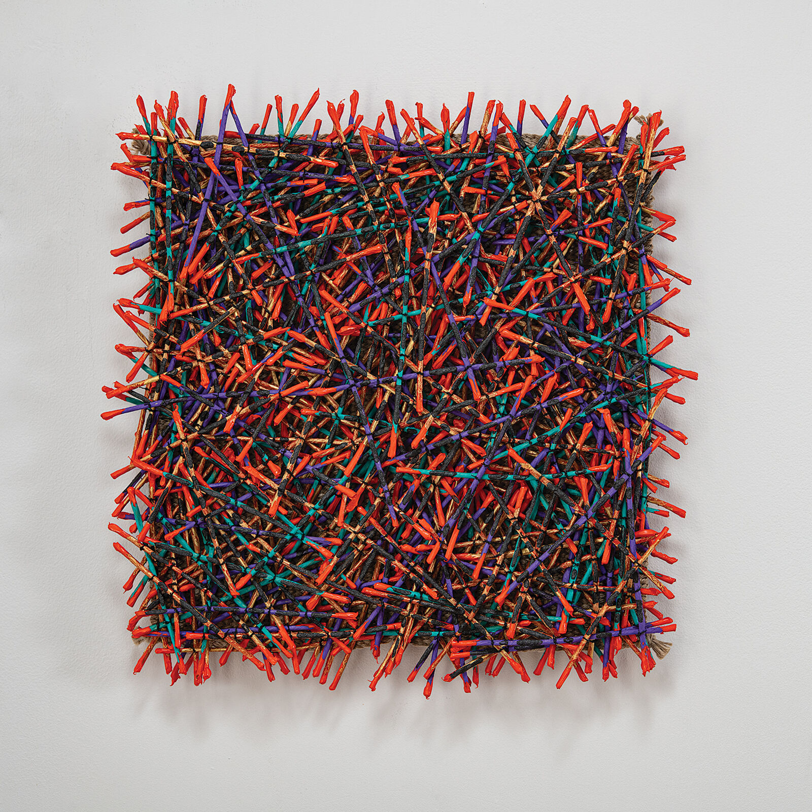 A piece of art that is made out of twigs.