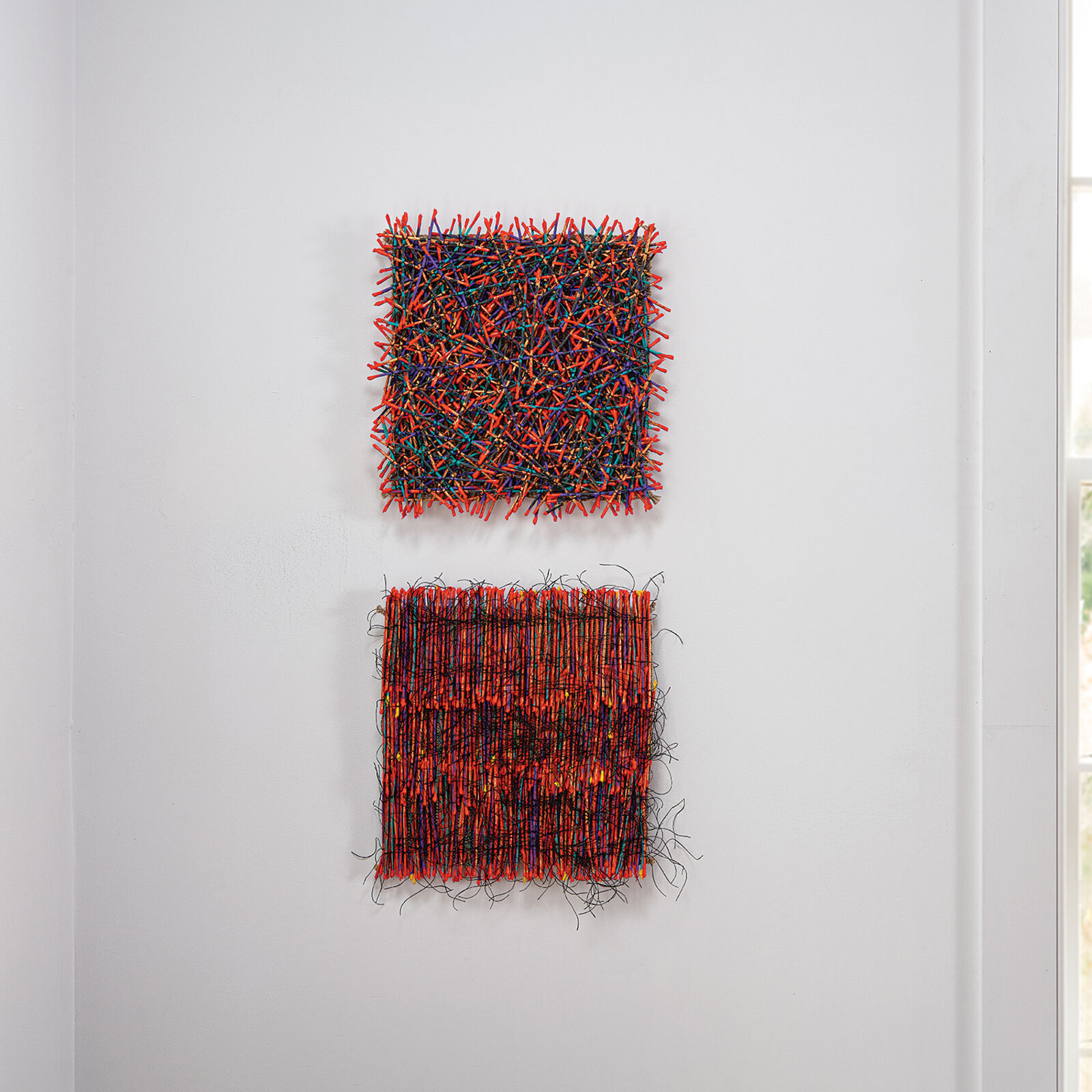 A piece of art that is made out of twigs.