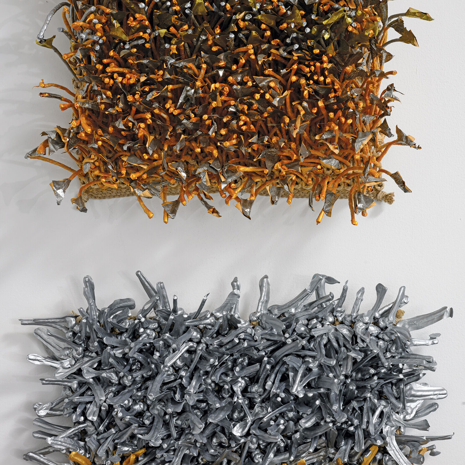 A pile of seaweed on a white surface. 