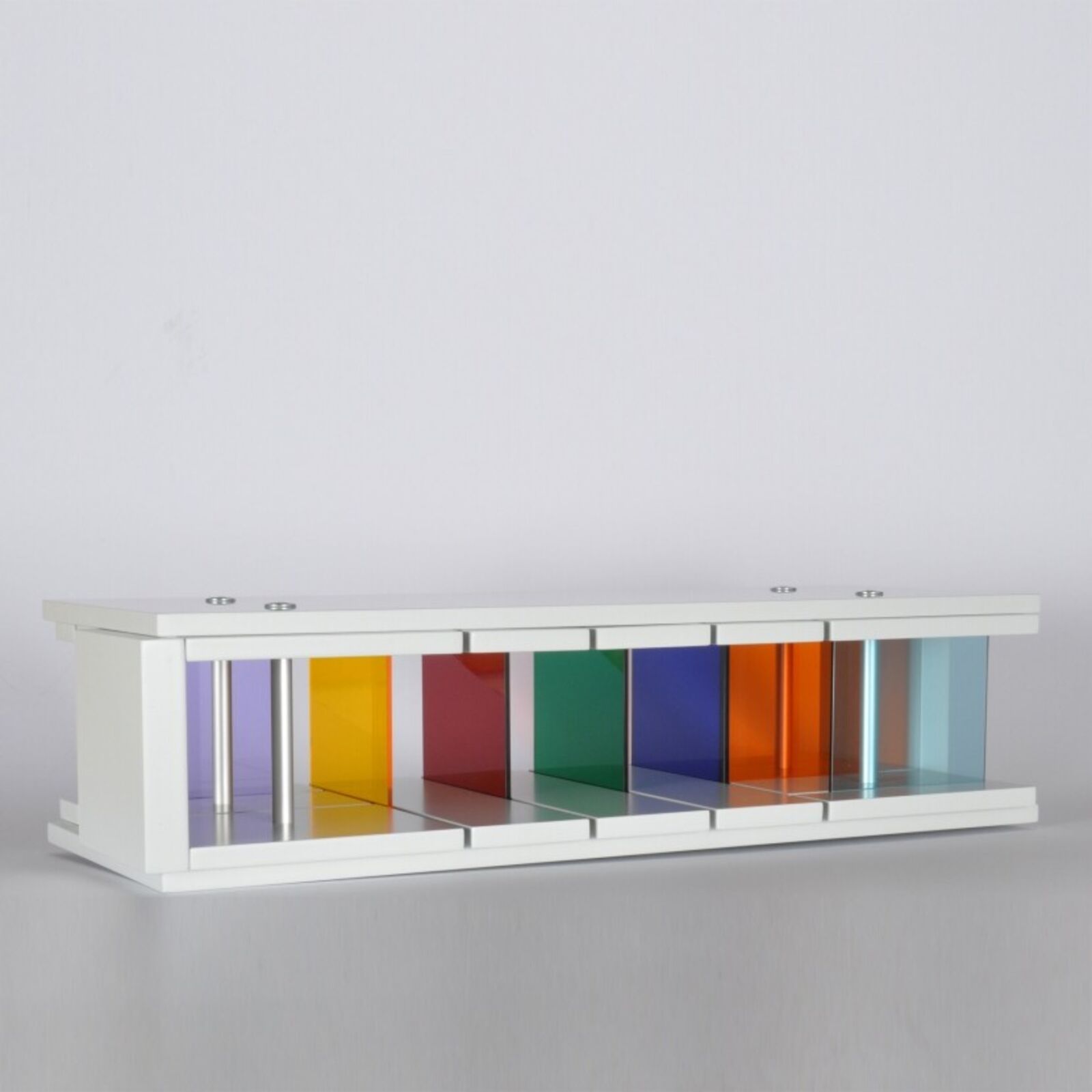 A model of a building with a glass display case.