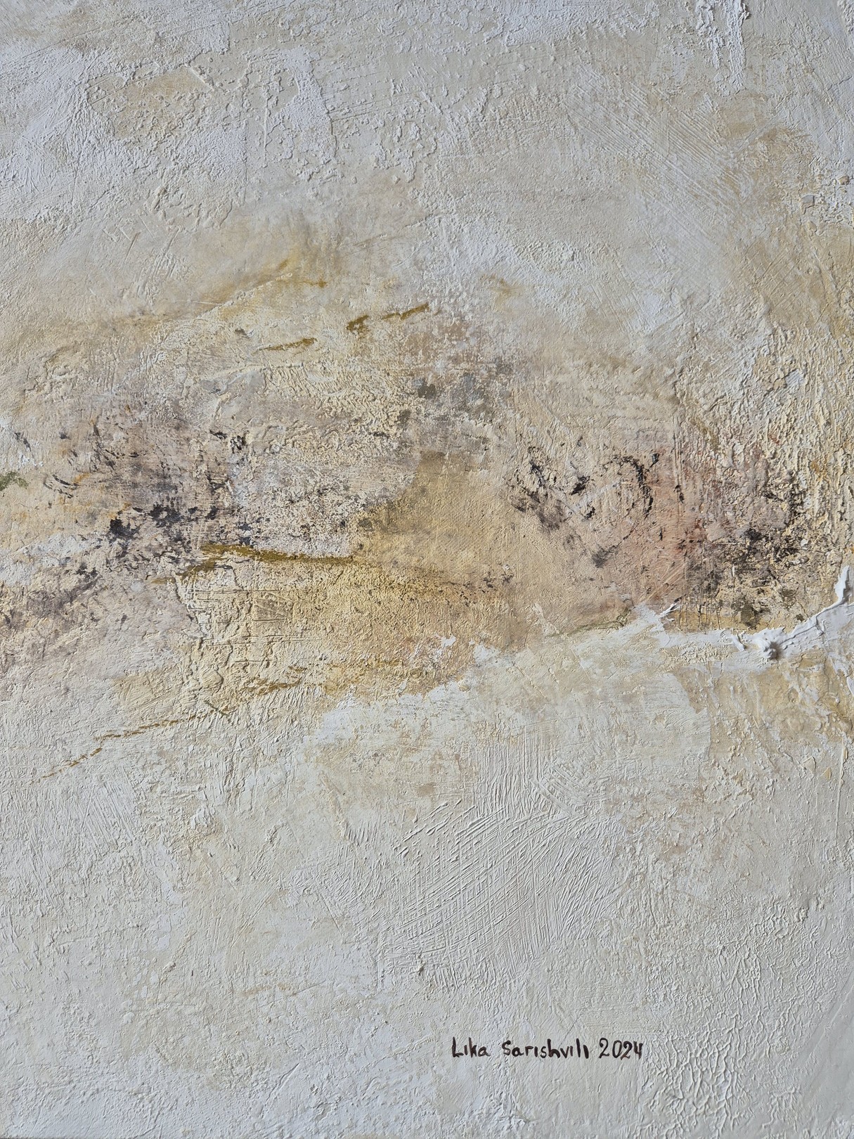 An abstract textured surface with layered, weathered tones.