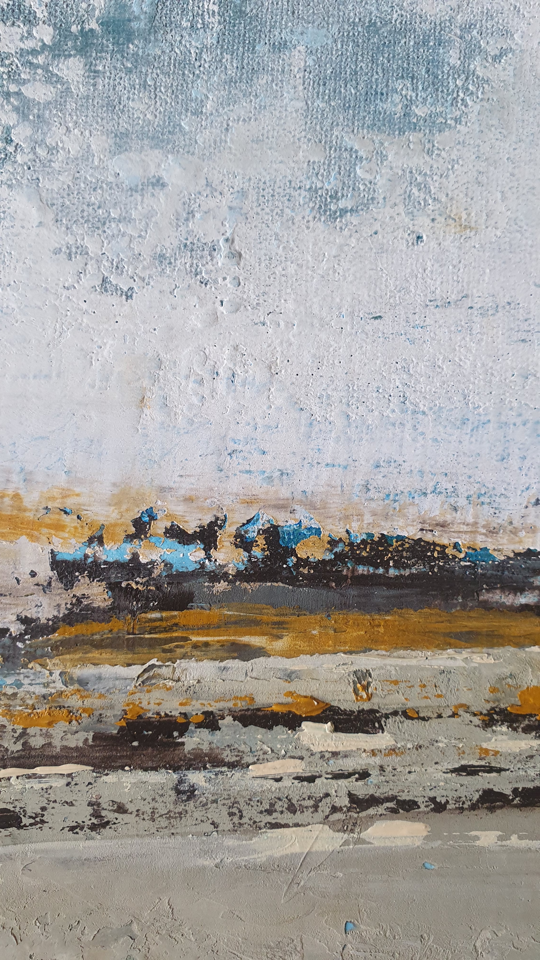 A close up of a painting on a wall.