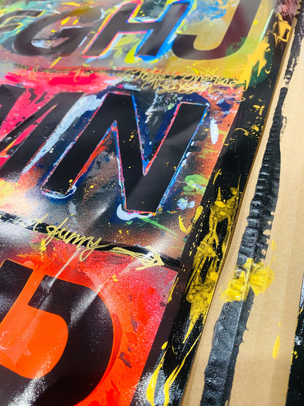 A picture of a painting with letters and numbers on it.