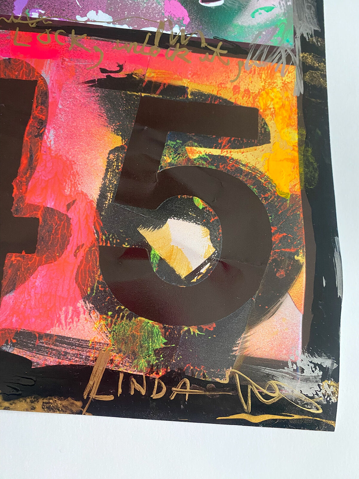 A picture of a painting with letters and numbers on it.