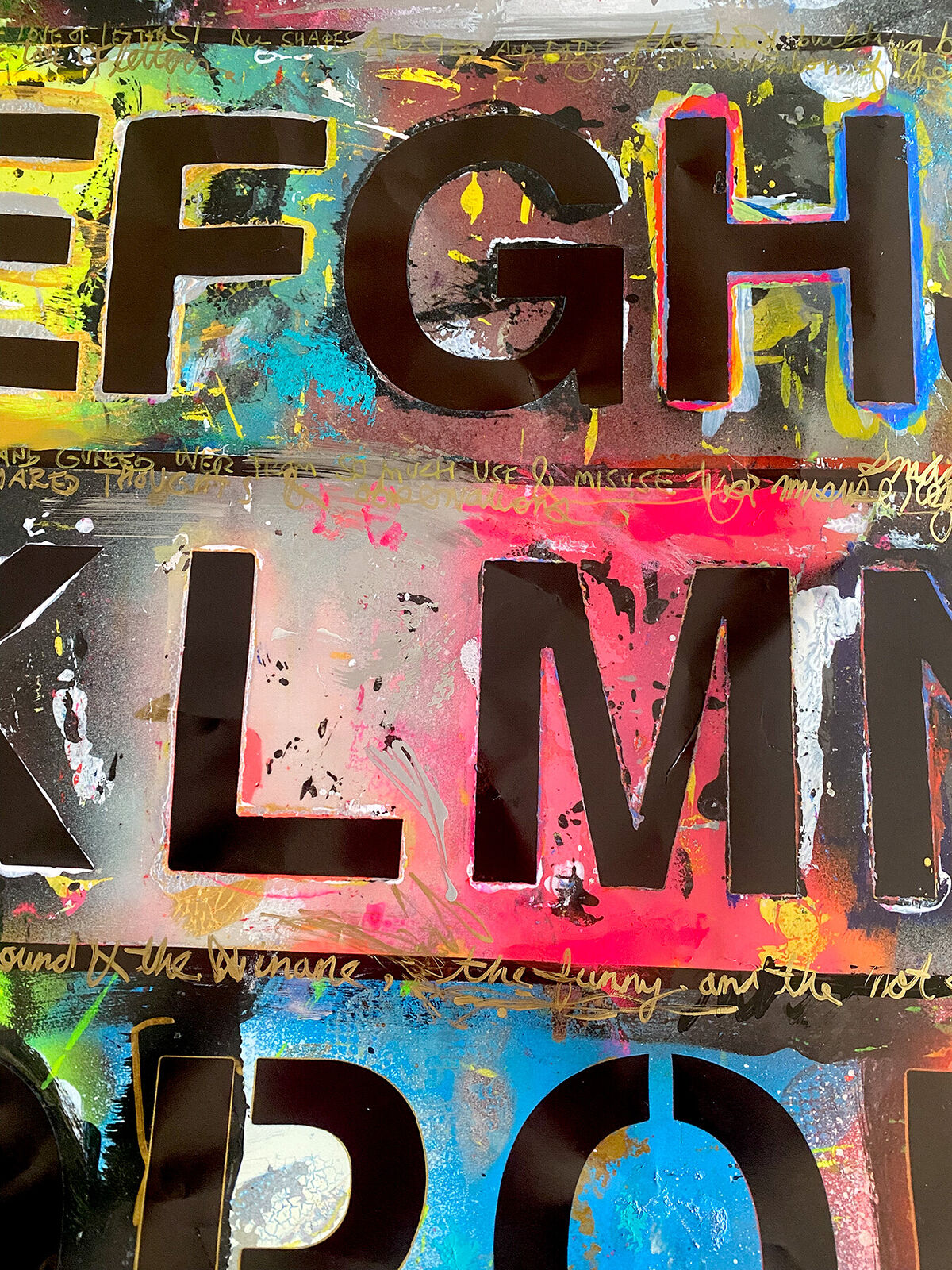 A picture of a painting with letters and numbers on it.