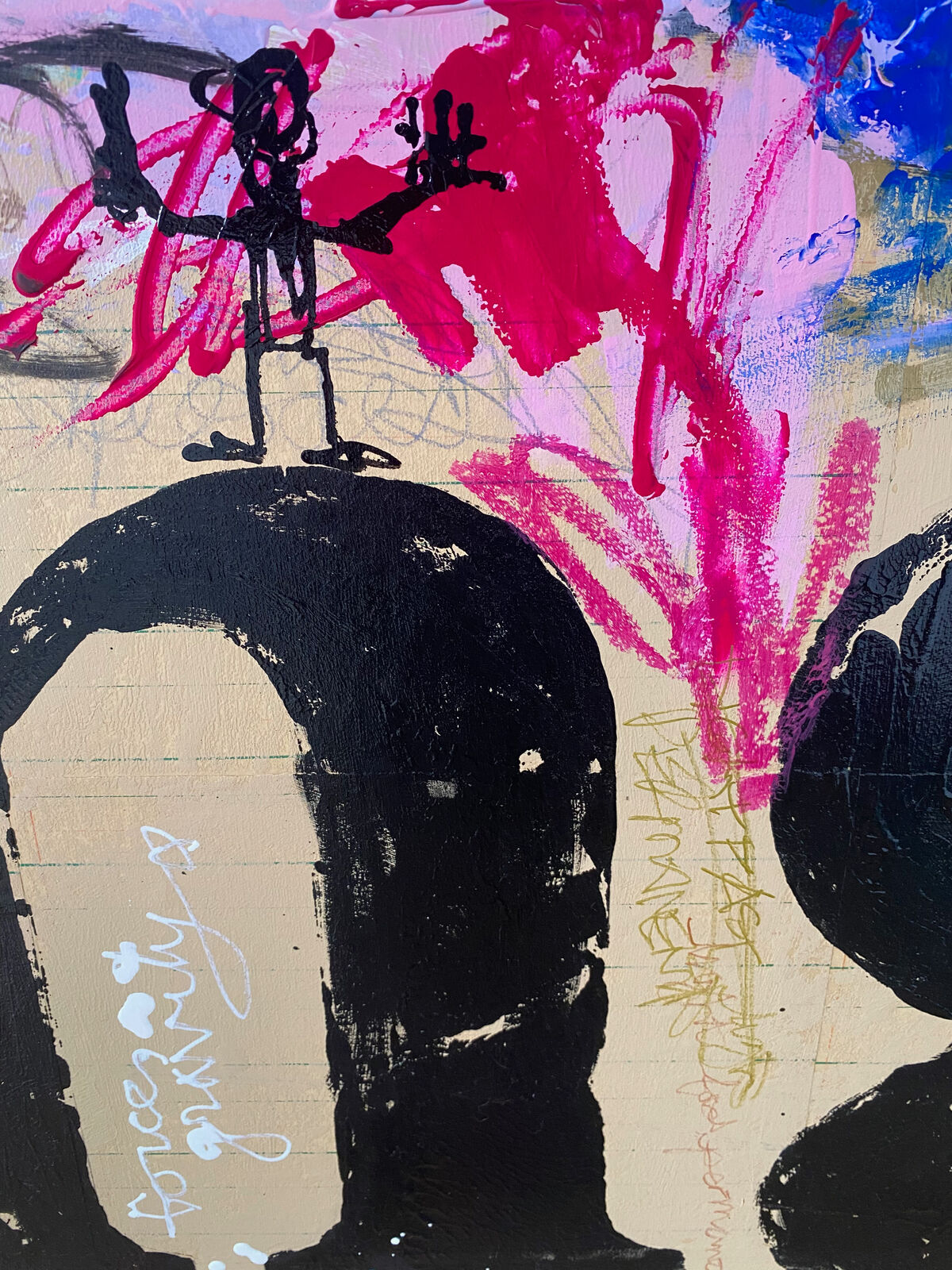 A painting with the word STRONG written on it. 