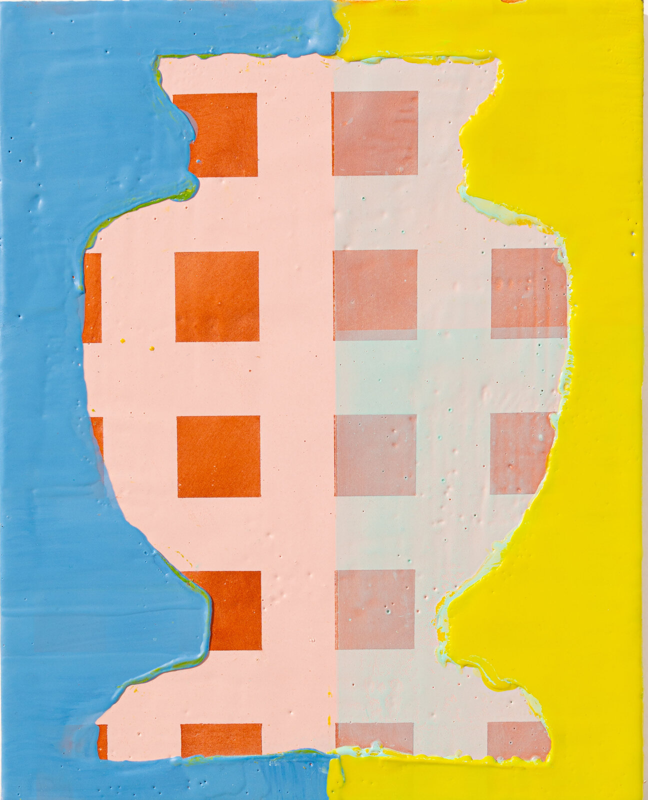 A painting of a map of the state of Illinois on a yellow background.