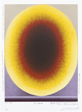 Artwork by Loie Hollowell, Yellow Brain, Made of 8 layer embossed screenprint on Somerset 300 gsm paper 