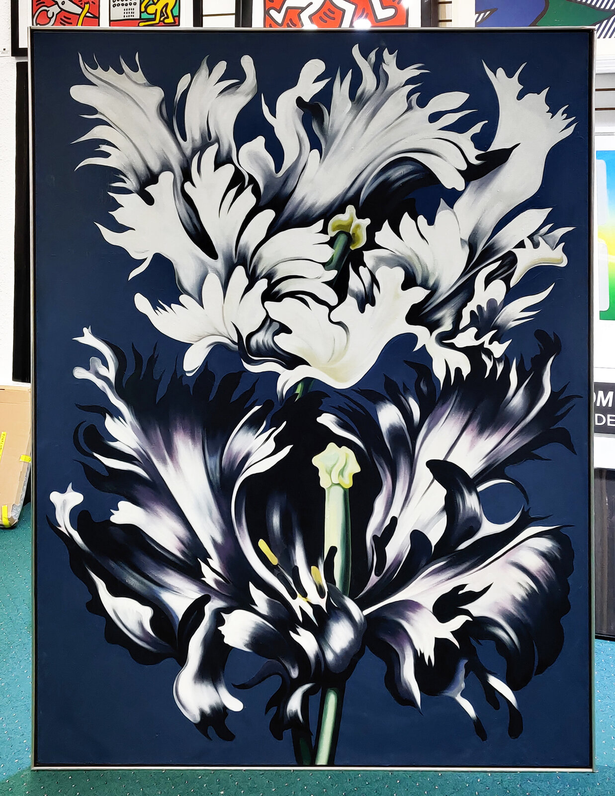 Artwork by Lowell Nesbitt, Two Parrot Tulips (Huge Original Painting), Made of Oil On Canvas 