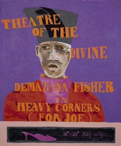 Artwork by Lubaina Himid, Theatre of the Divine, Made of Full color digital archival print on Epson Hot Press Natural 330g/m2 