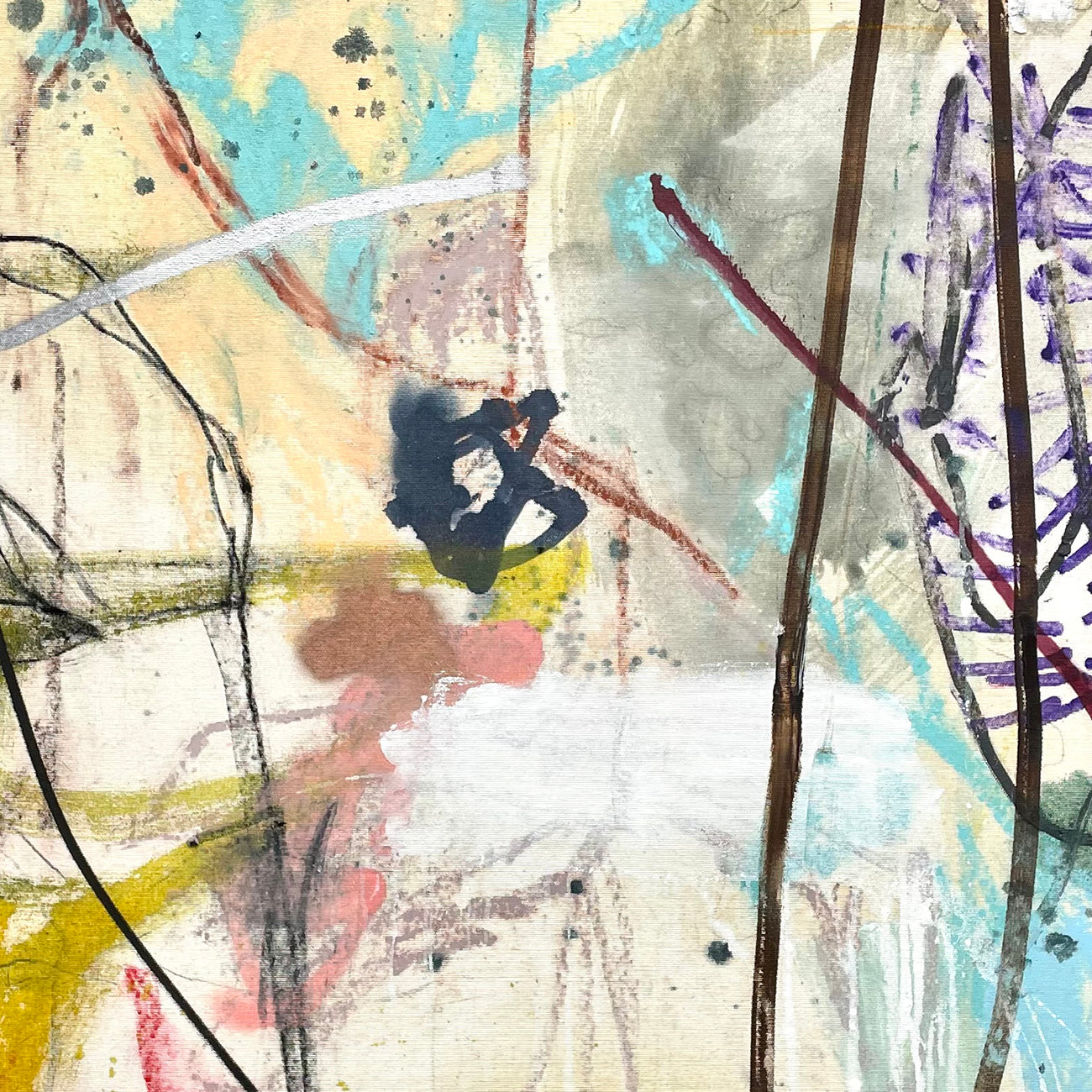A painting on a piece of paper with a yellow background.