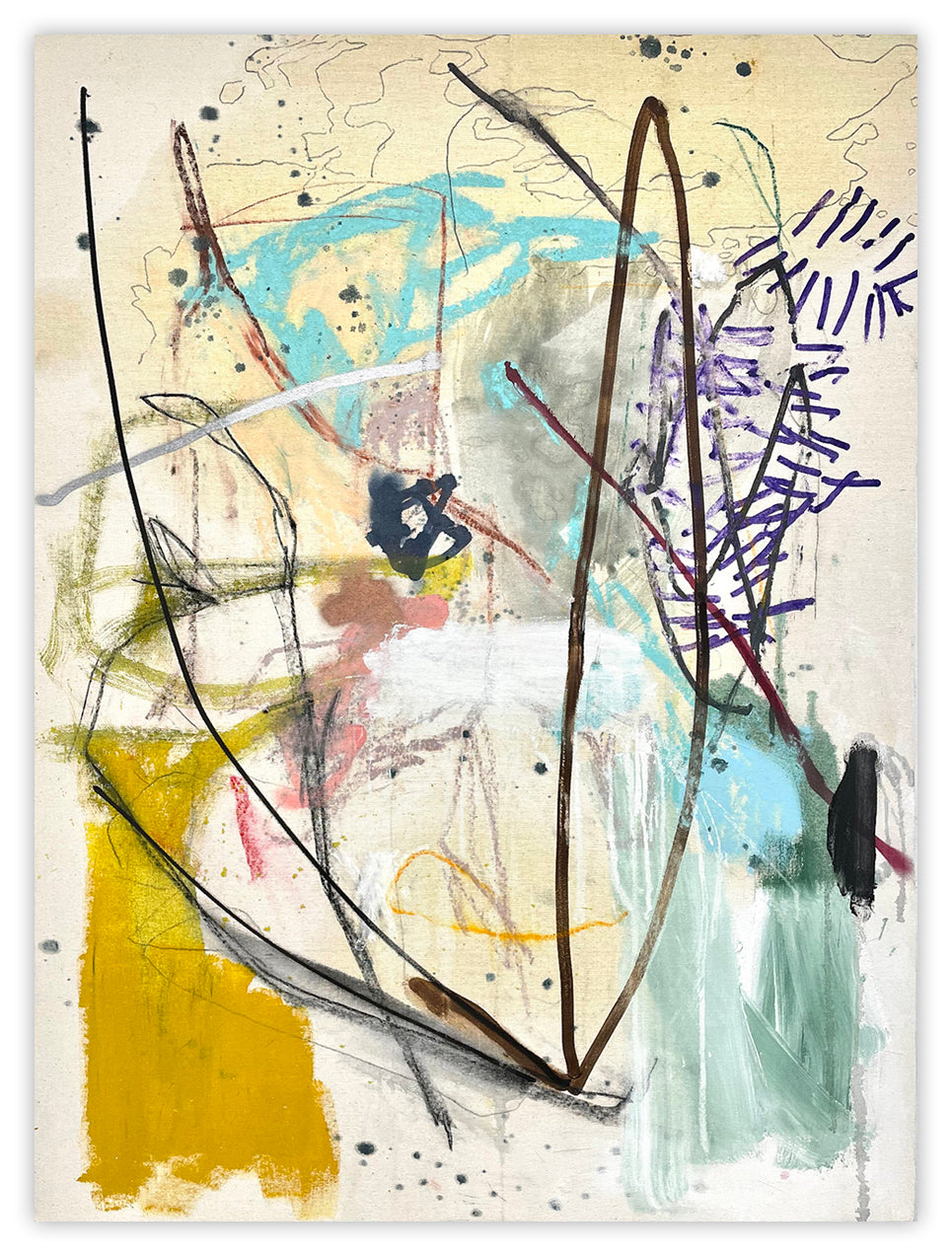 A painting on a piece of paper with a yellow background.