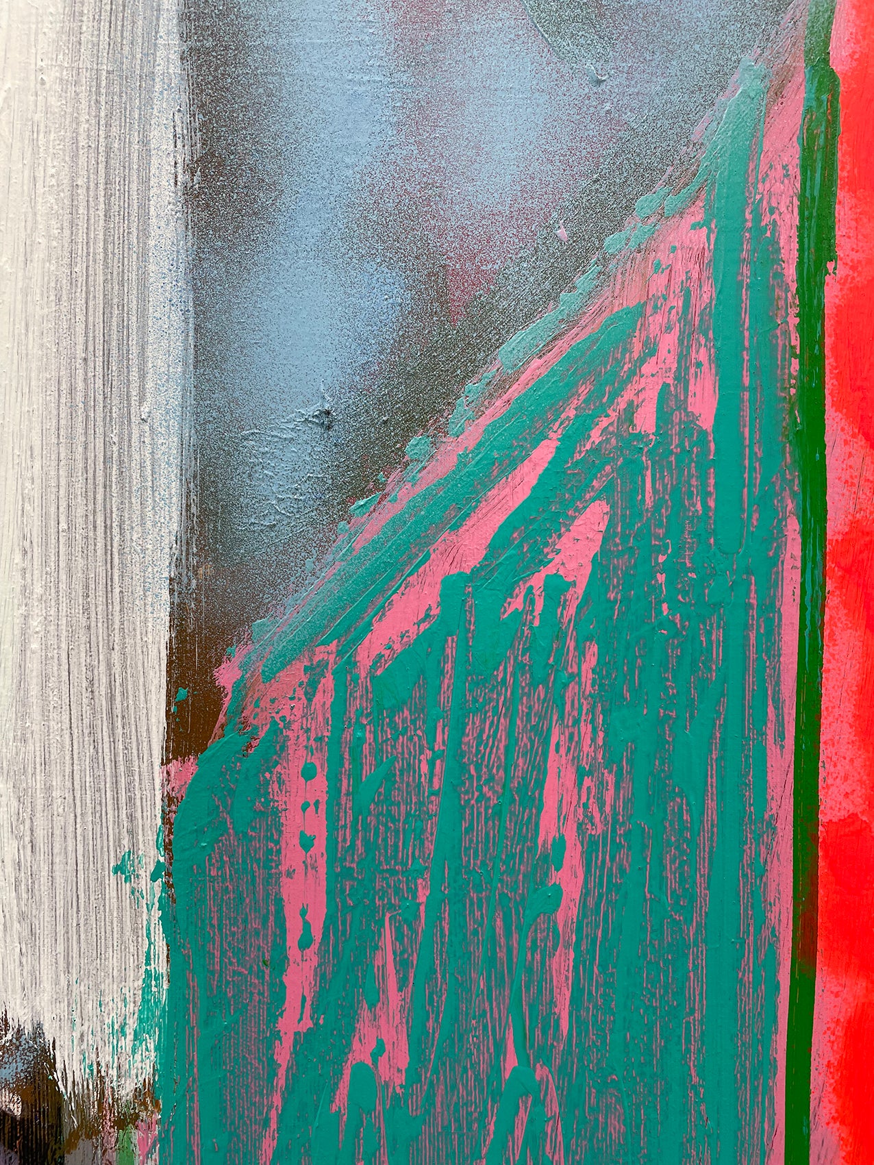 A painting on a white wall with a black background.