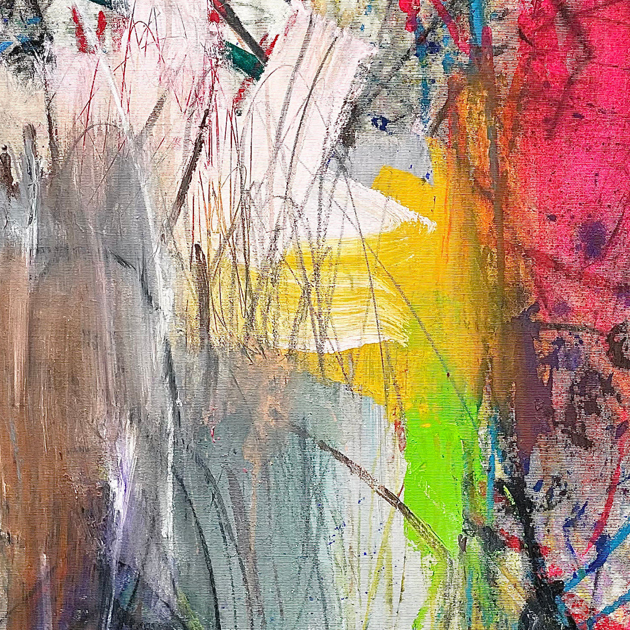 A painting with lots of different colored paint on it.