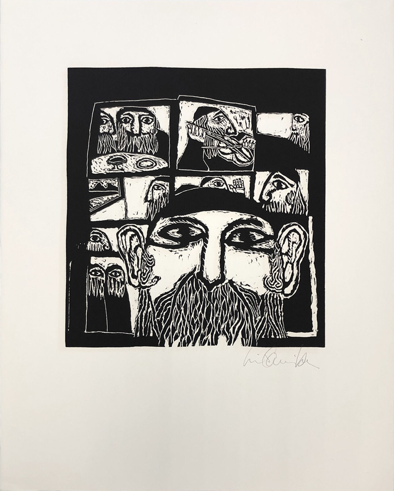 A series of black and white illustrations on a white background.