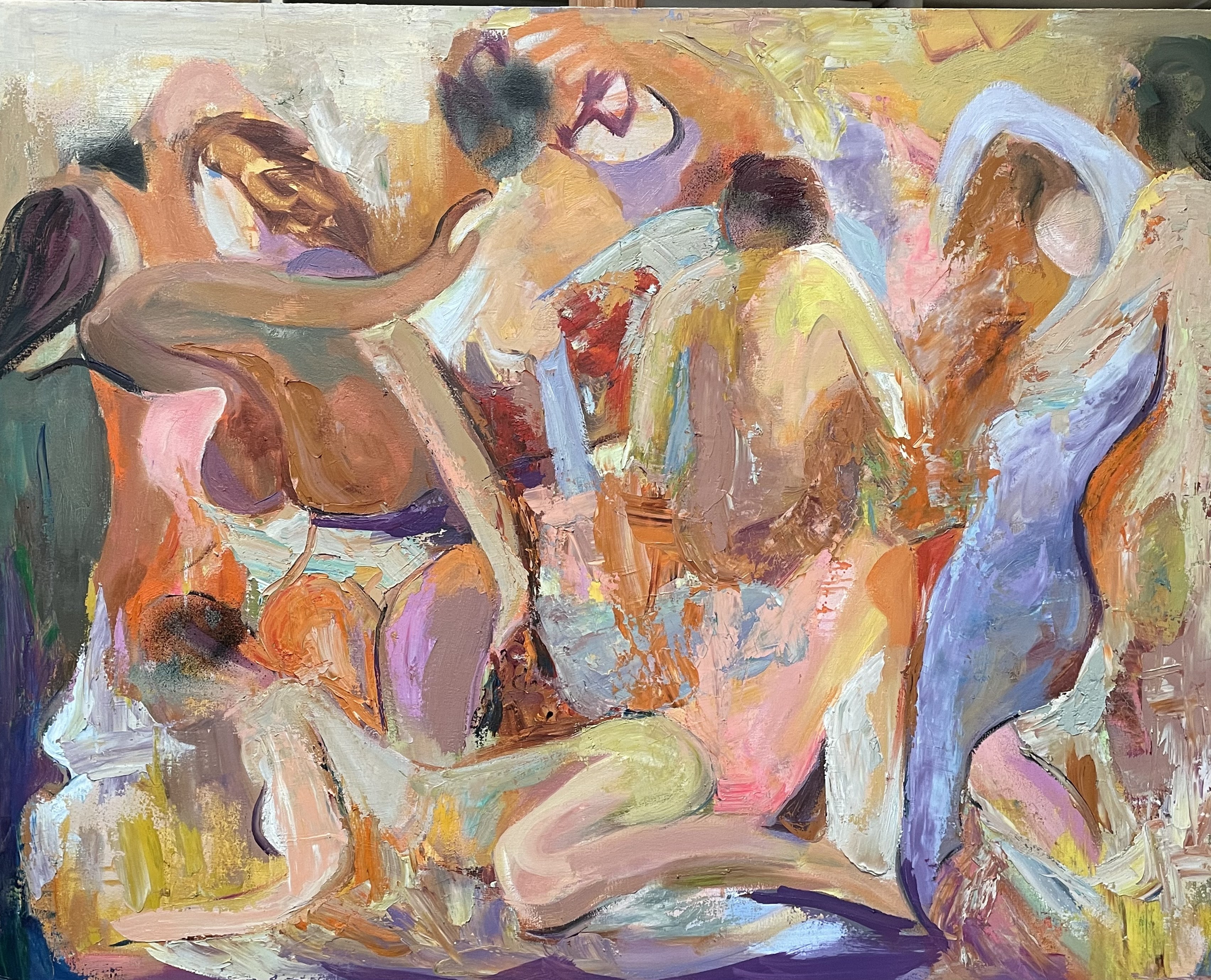 A painting of a group of people in a room.