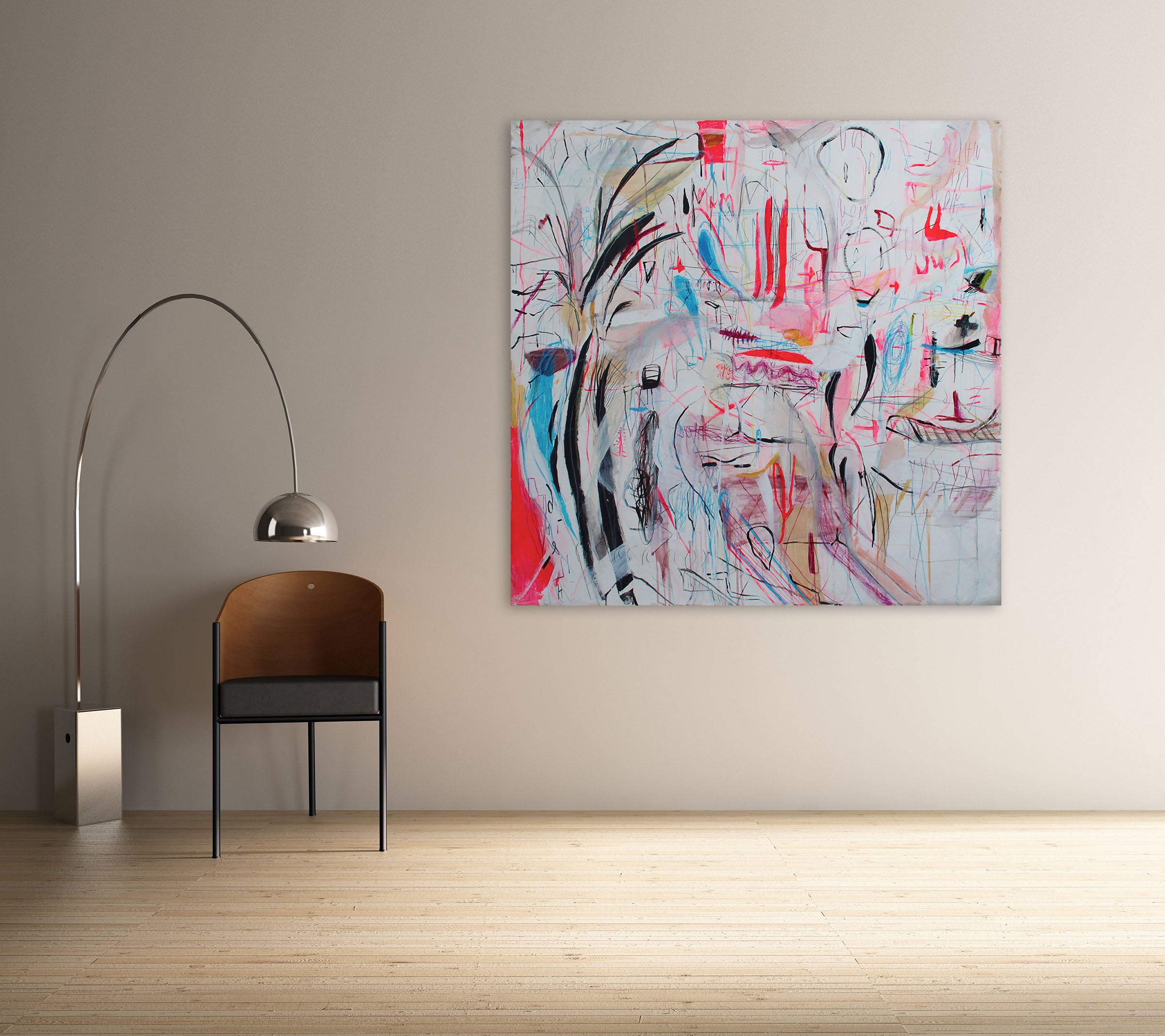 Artwork by Macha Poynder, Gifts on Sixth, Made of Acrylic and pastel on un-stretched canvas 