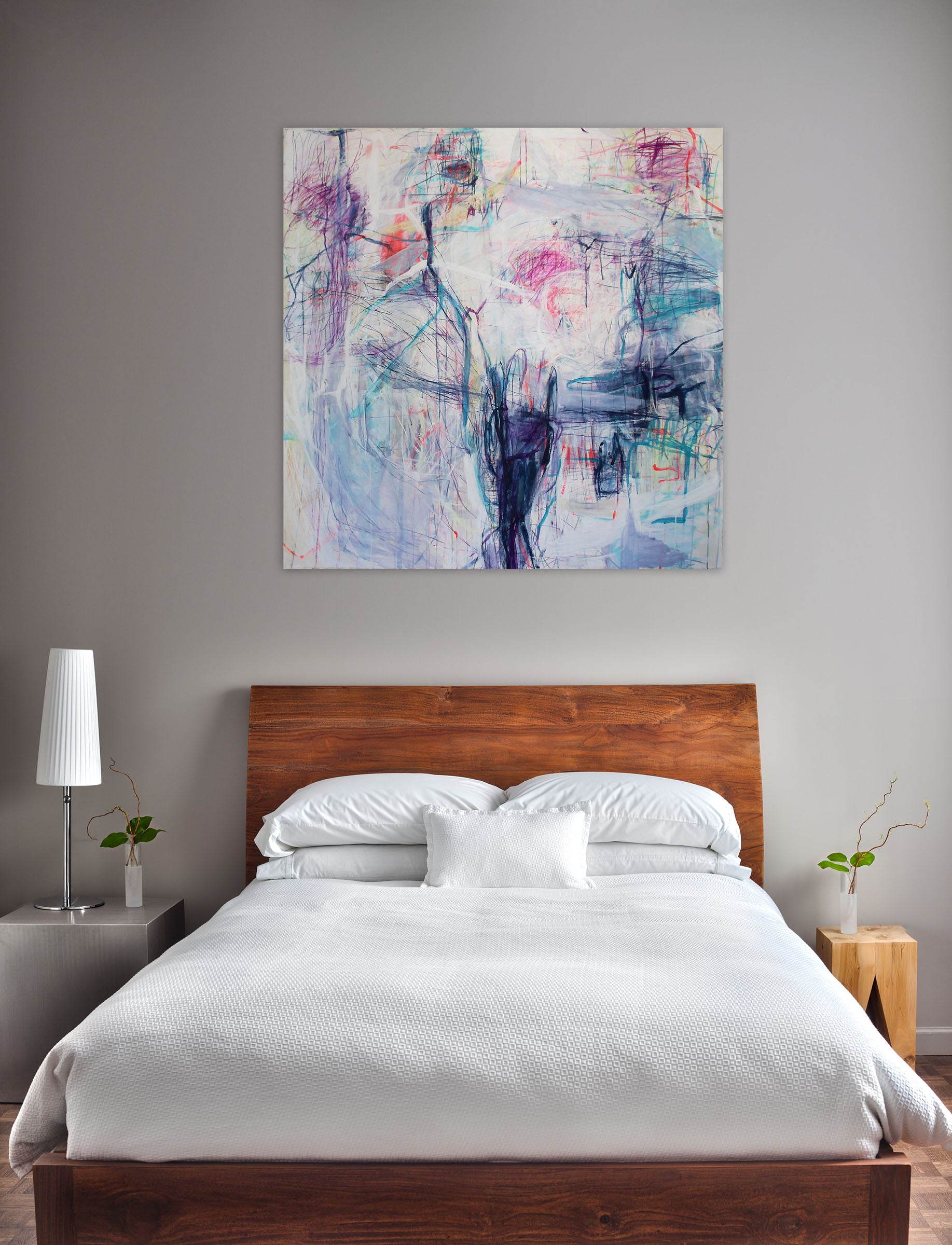 Artwork by Macha Poynder, He Was Saying Don't Give Up, Made of Acrylic and pastel on un-stretched canvas 