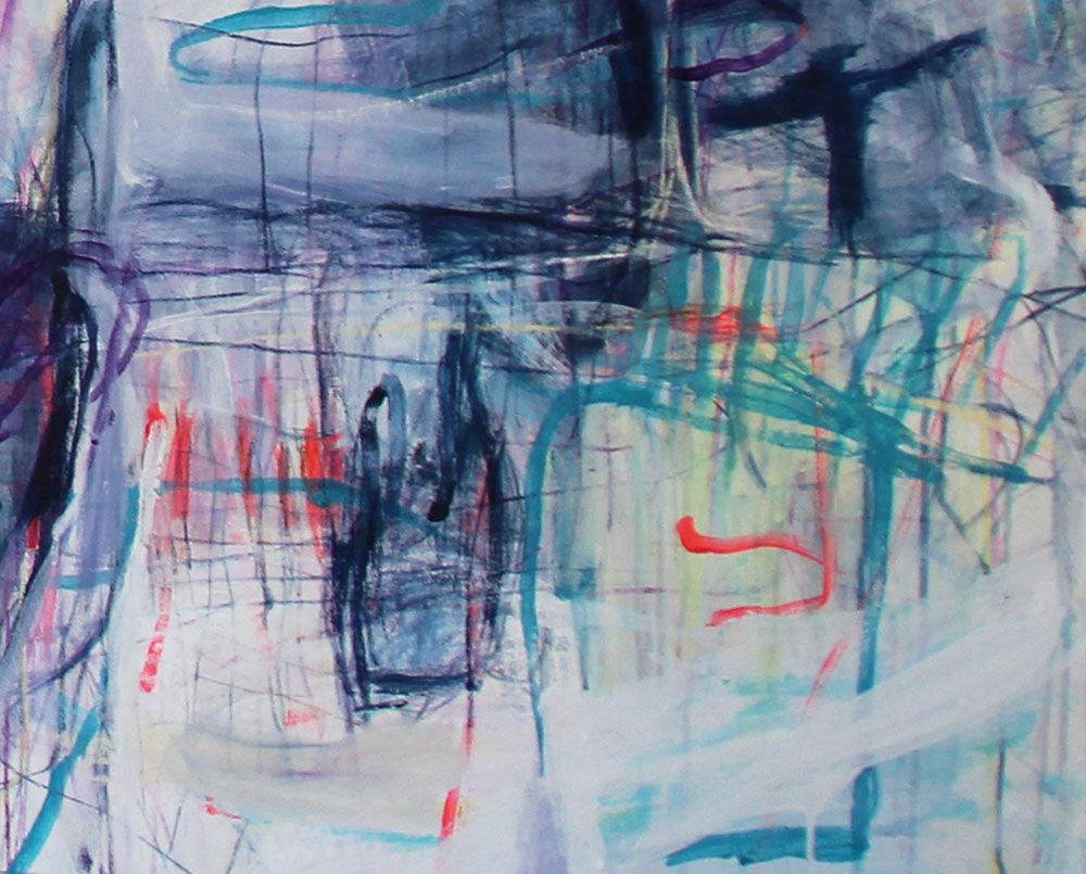 Artwork by Macha Poynder, He Was Saying Don't Give Up, Made of Acrylic and pastel on un-stretched canvas 