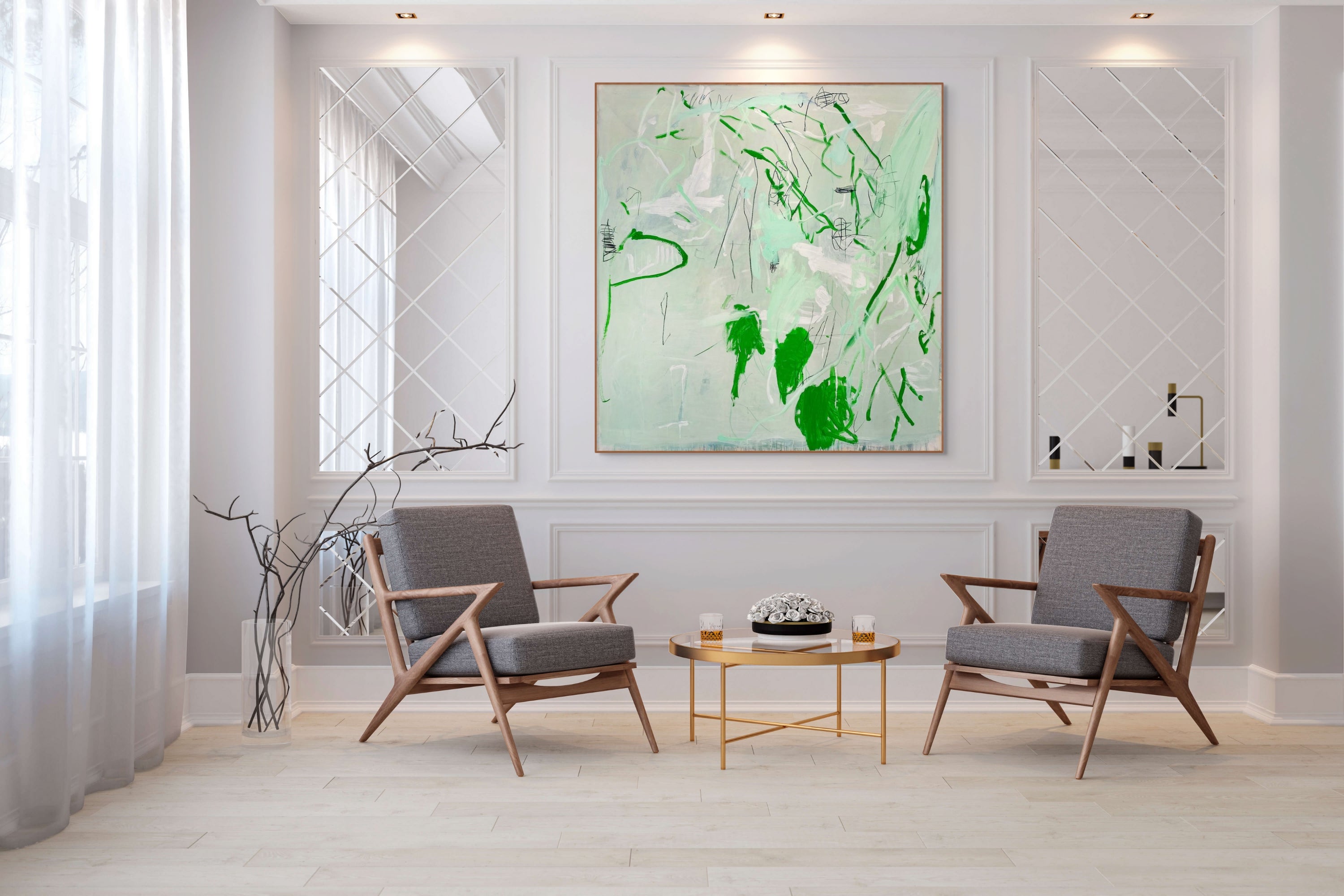 Artwork by Macha Poynder, Magnetic Influences, Made of Acrylic and oil stick on canvas 