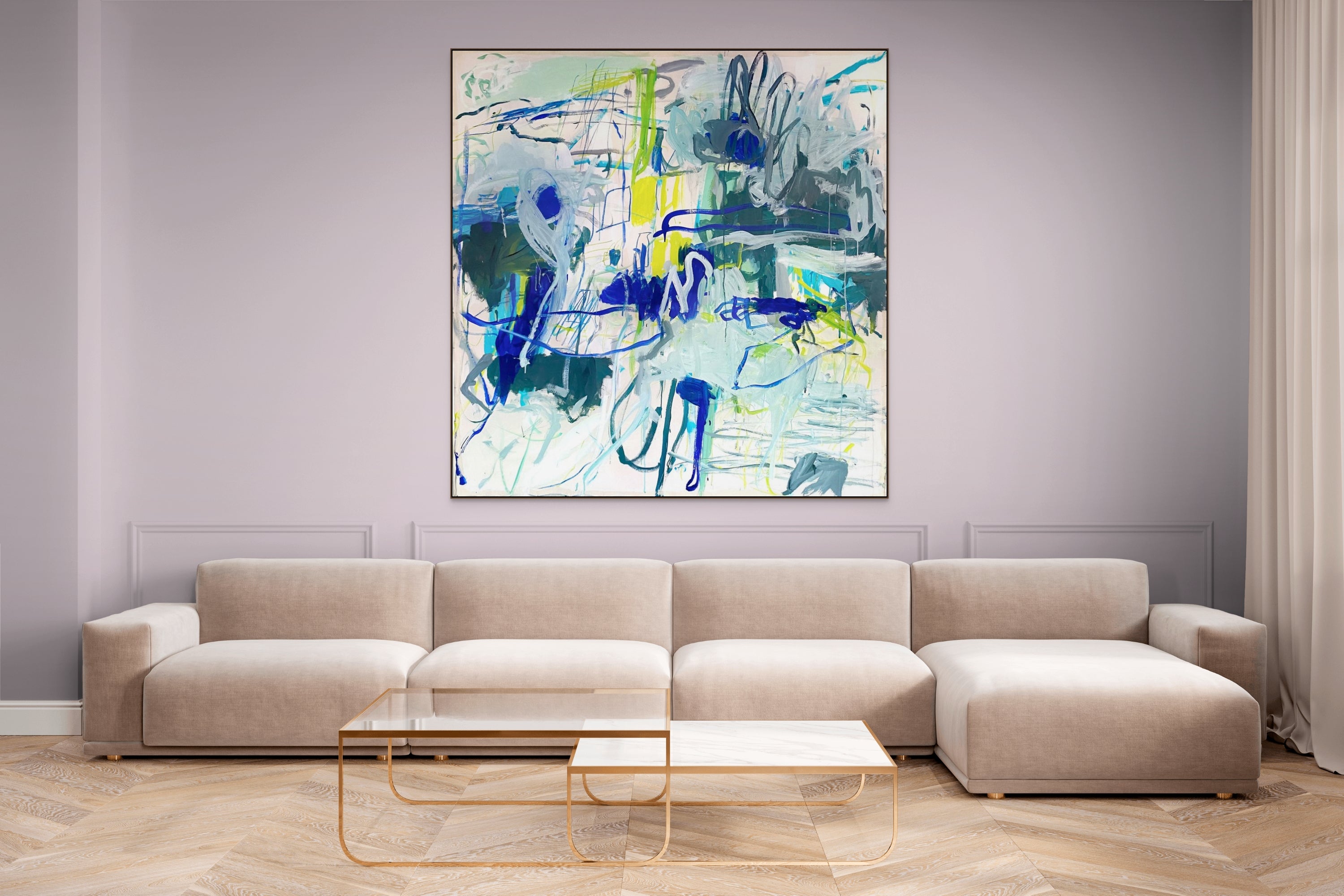 Artwork by Macha Poynder, Parallel April, Made of Acrylic, oil stick and pastel on canvas 