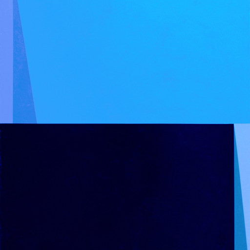 A blue and black painting on a white background.