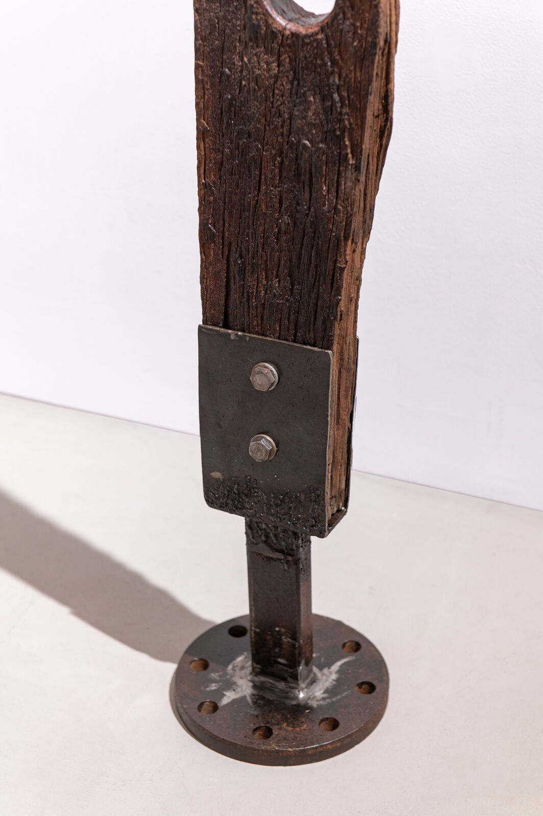 Artwork by Maggie Otieno, Ndio Mimi Sasa, Made of Mild steel with Red Teak 