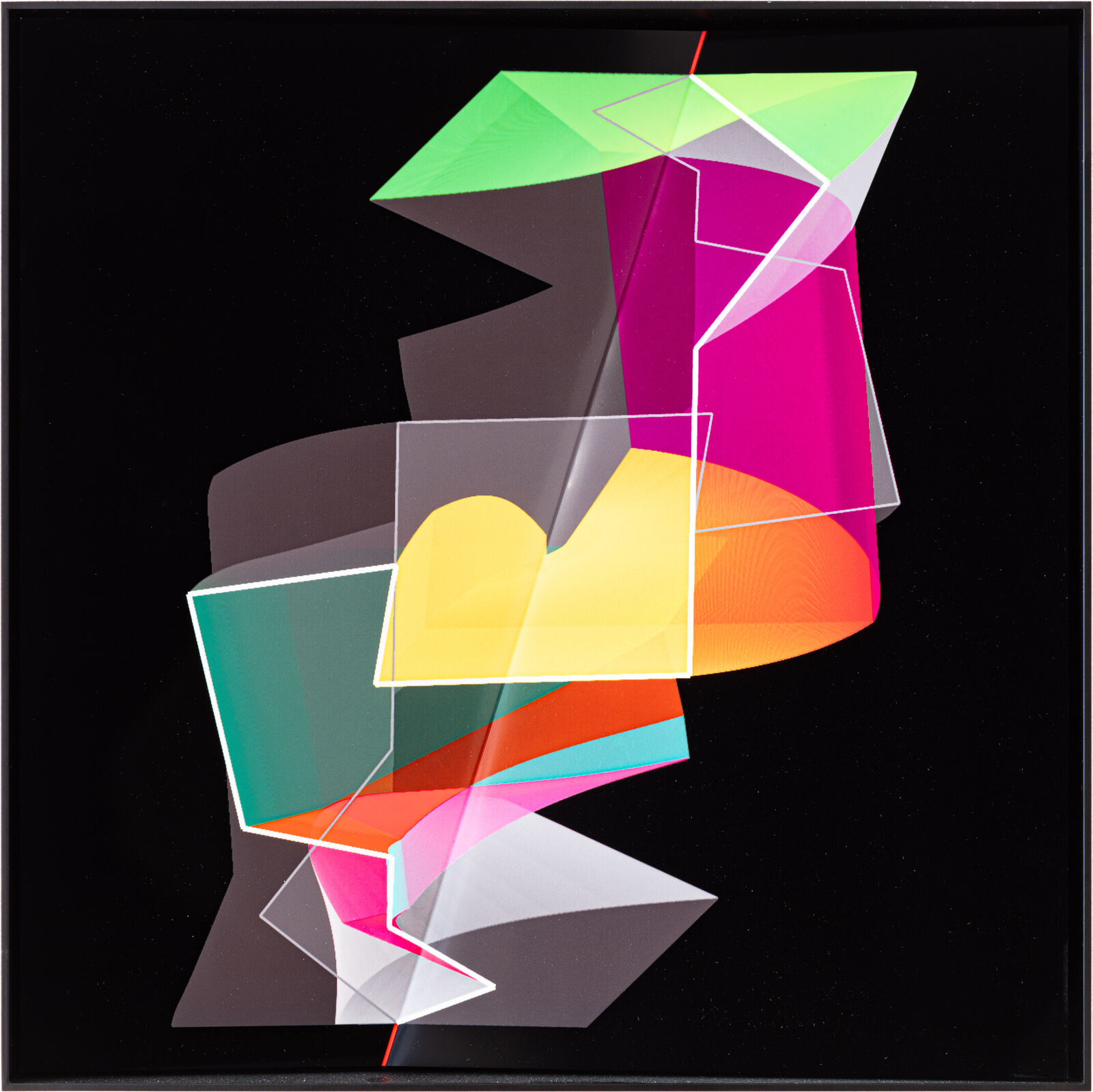 A picture of a colorful abstract painting on a black background.