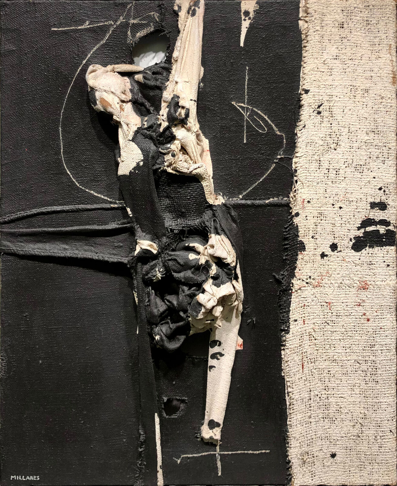 Cuadro (4) by Manolo Millares, 1963