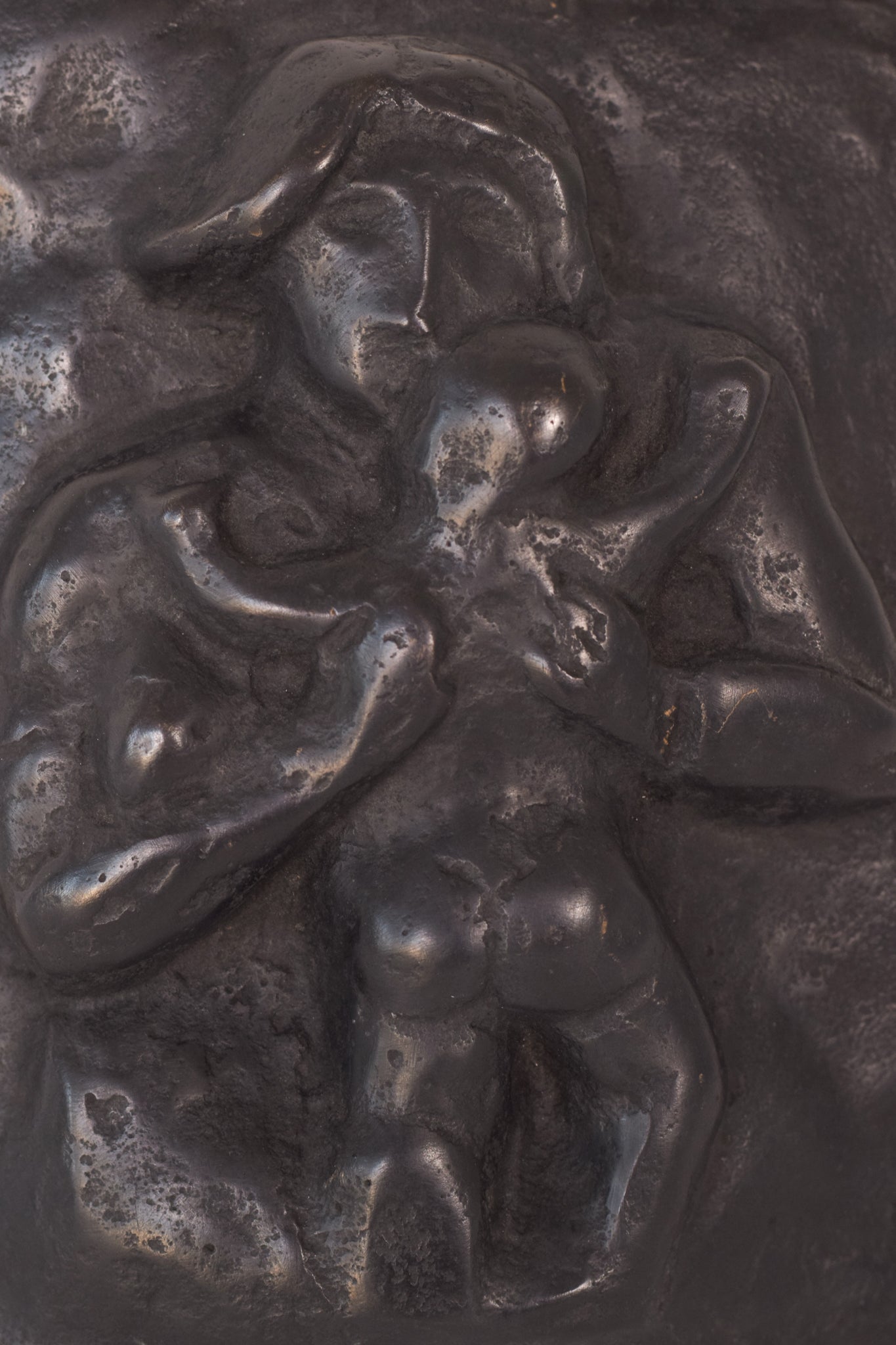 Artwork by Manolo Hugué, Bronze Plaque of Mother and Child, Made of Bronze 