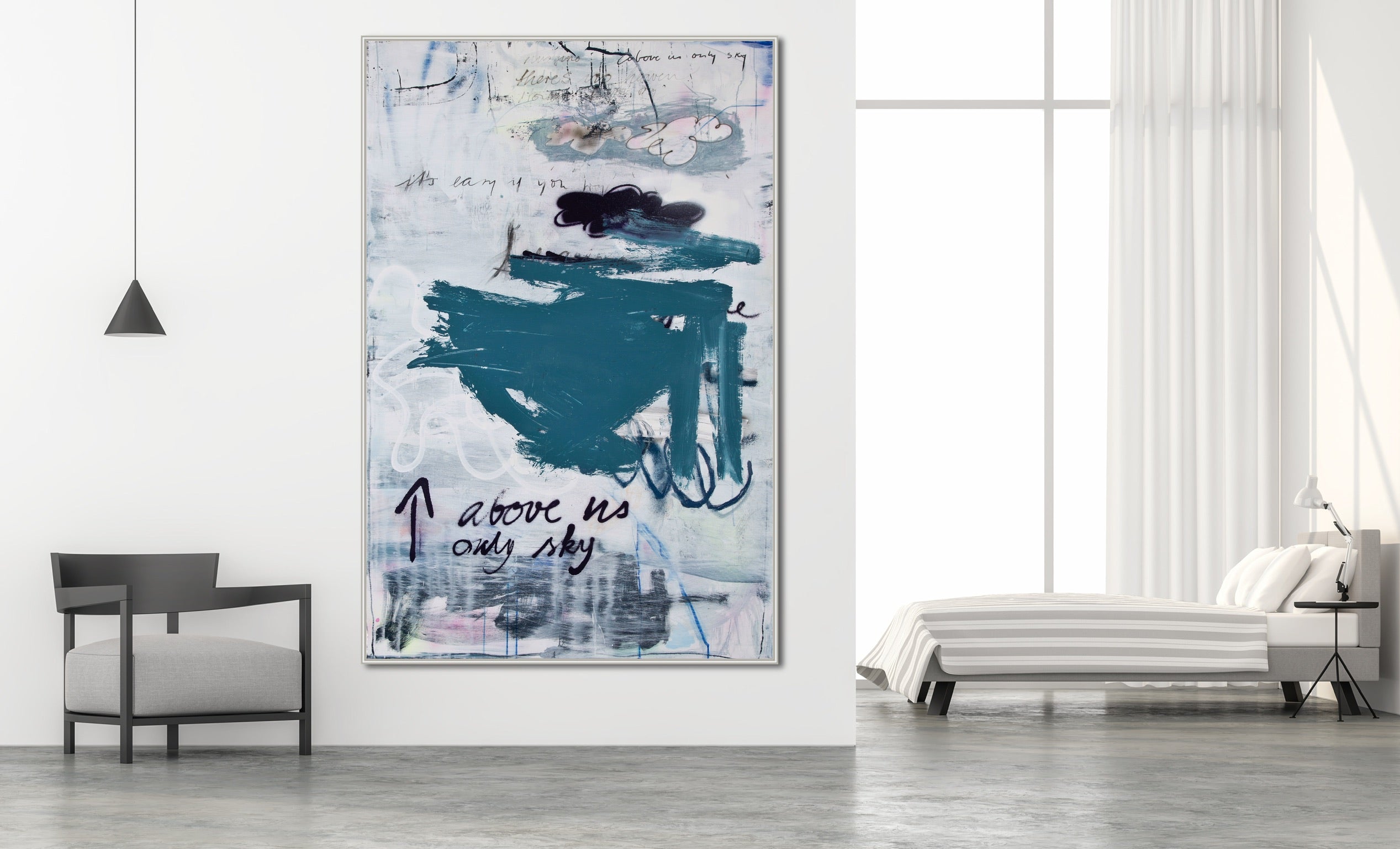 Artwork by Manuela Karin Knaut, Above us only sky, Made of Acrylic and spraypaint on un-stretched canvas 