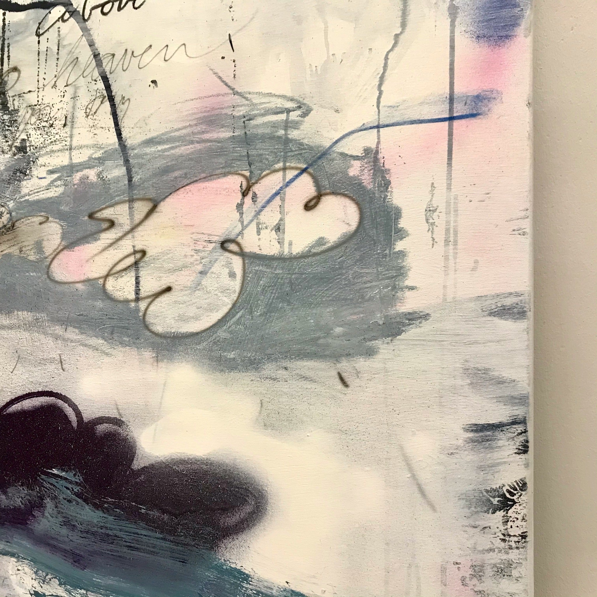 Artwork by Manuela Karin Knaut, Above us only sky, Made of Acrylic and spraypaint on un-stretched canvas 