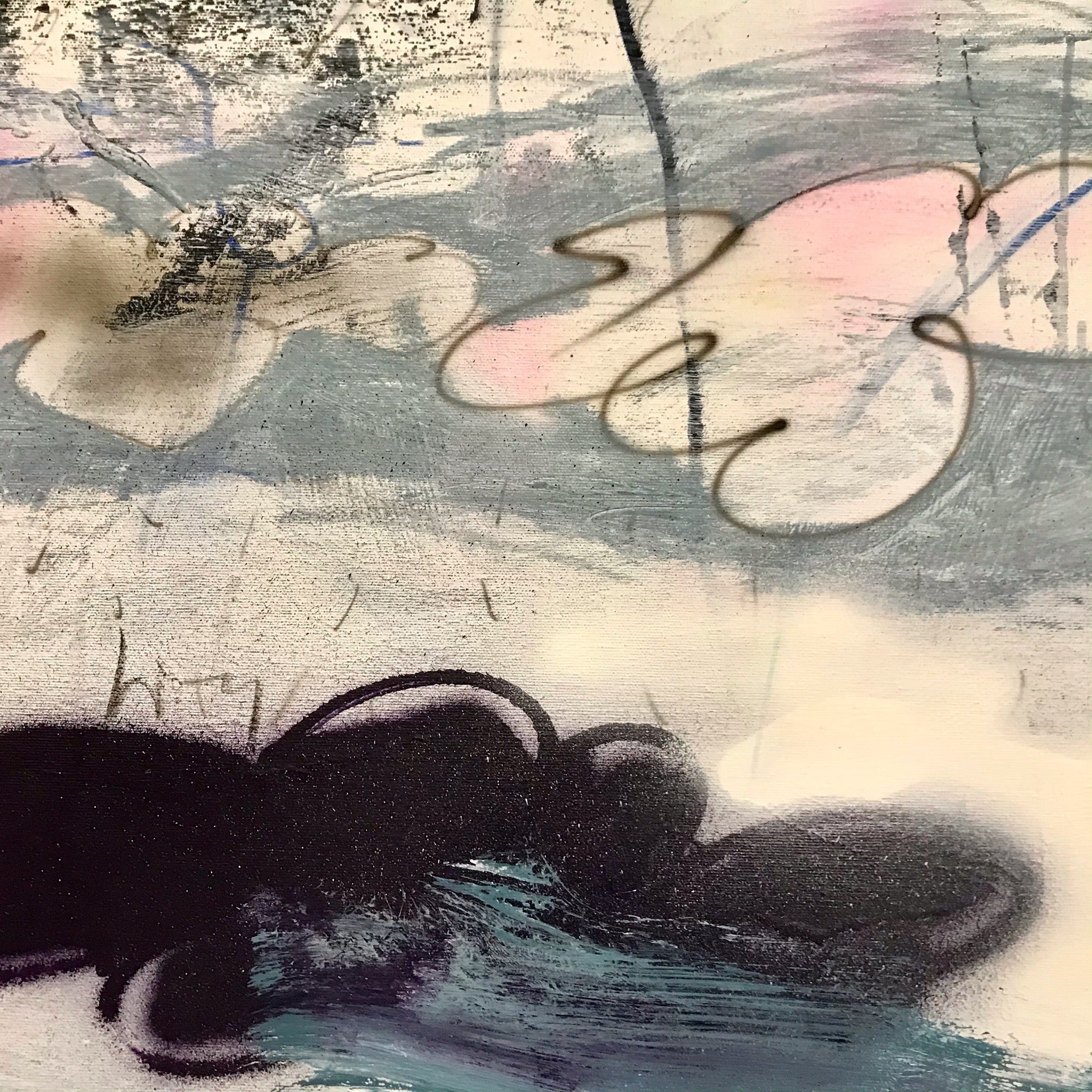 Artwork by Manuela Karin Knaut, Above us only sky, Made of Acrylic and spraypaint on un-stretched canvas 