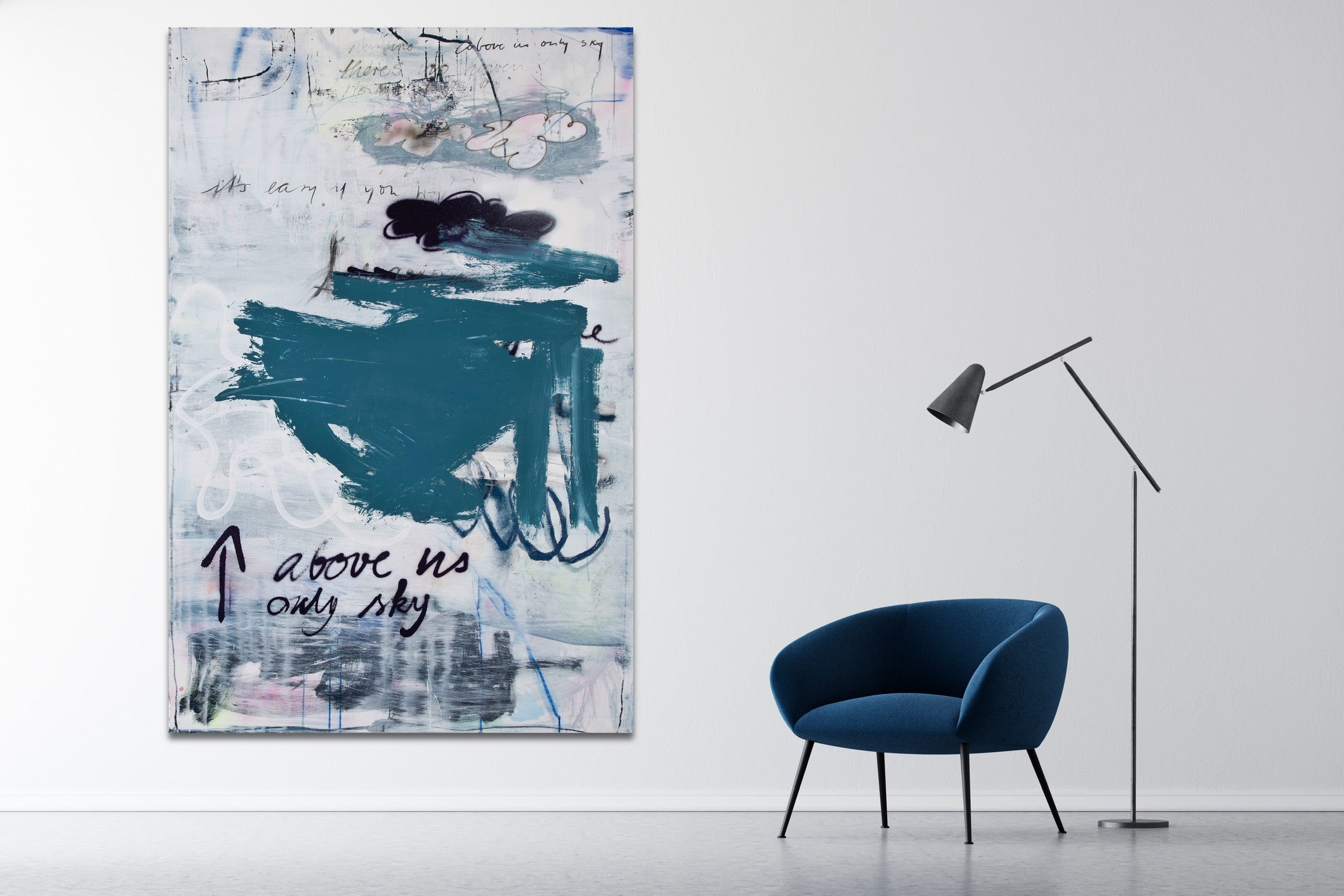 Artwork by Manuela Karin Knaut, Above us only sky, Made of Acrylic and spraypaint on un-stretched canvas 