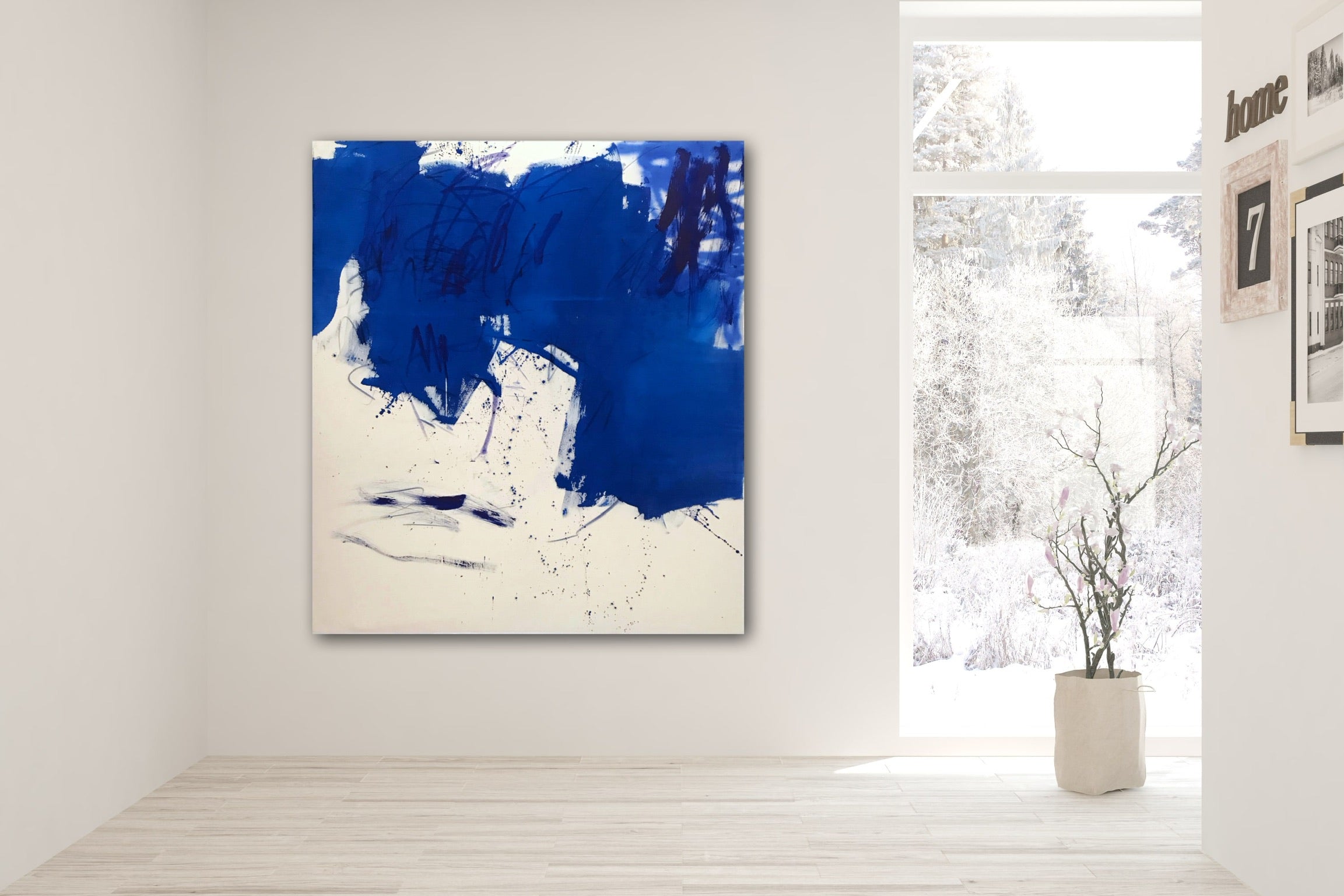 Artwork by Manuela Karin Knaut, Azur and sea, Made of Acrylics, ink, oil on raw canvas 