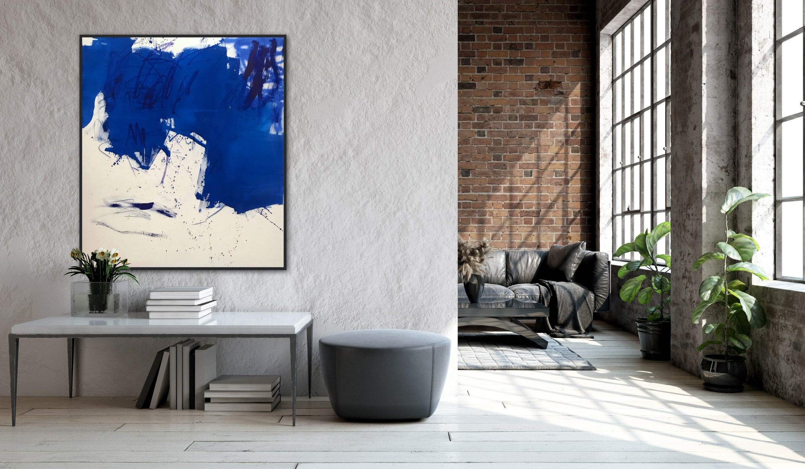 Artwork by Manuela Karin Knaut, Azur and sea, Made of Acrylics, ink, oil on raw canvas 